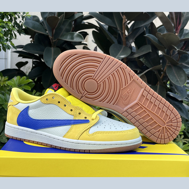 Travis Scott x Air Jordan 1 Low Canary Sneaker      DZ4137-700 - everydesigner