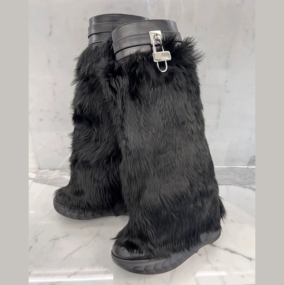 Givenchy Shark Lock Biker Boots In Alpaca - everydesigner