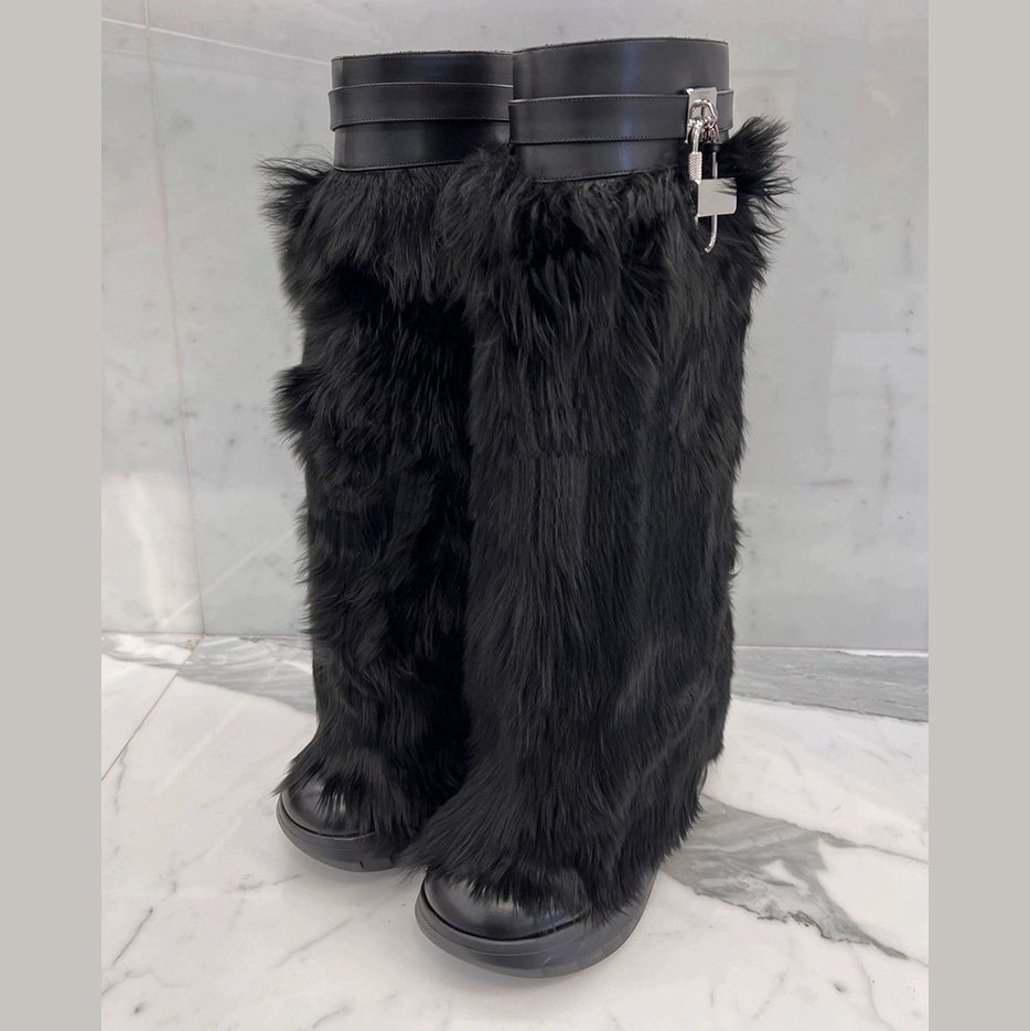 Givenchy Shark Lock Biker Boots In Alpaca - everydesigner