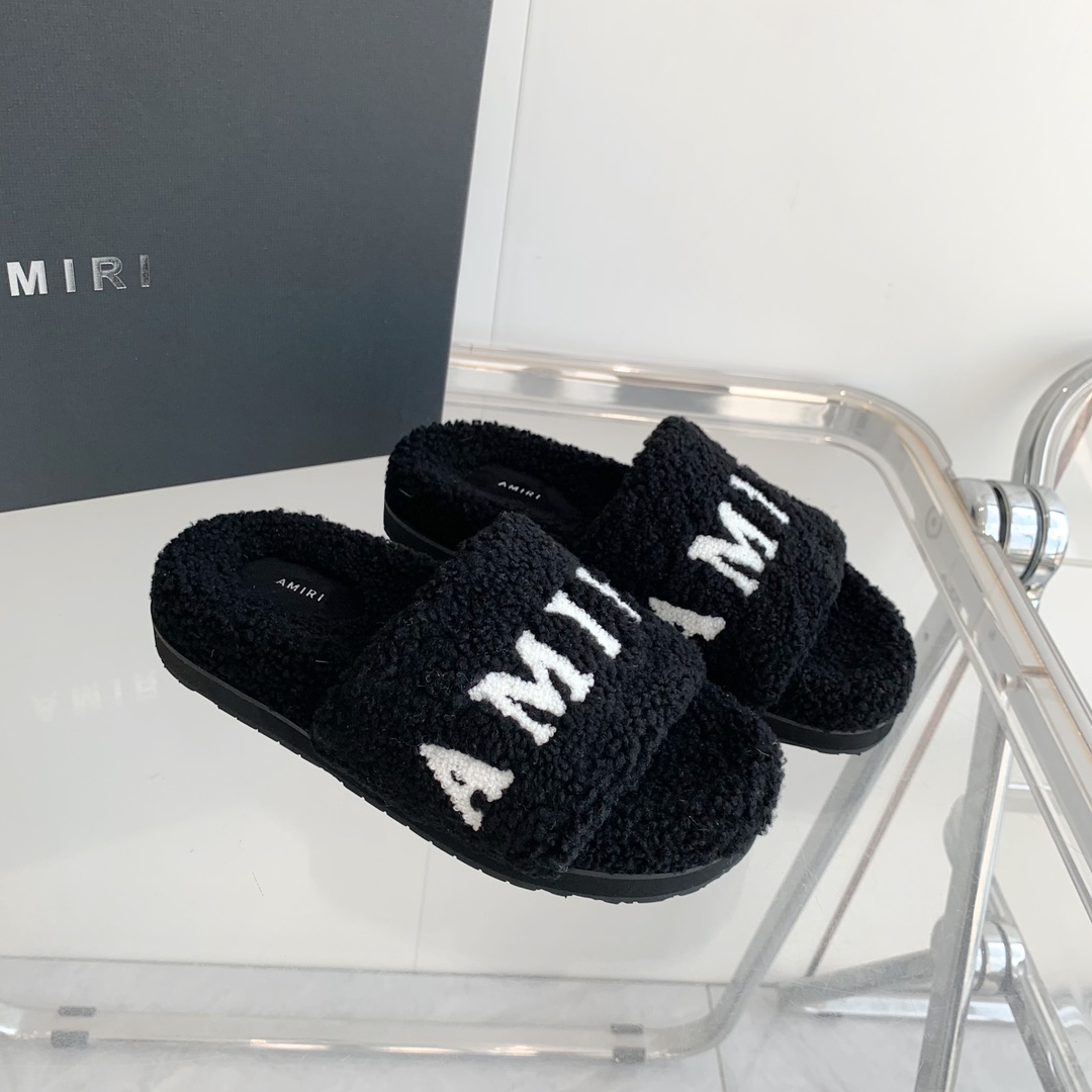 Amiri Logo-print Fleece Slippers - everydesigner