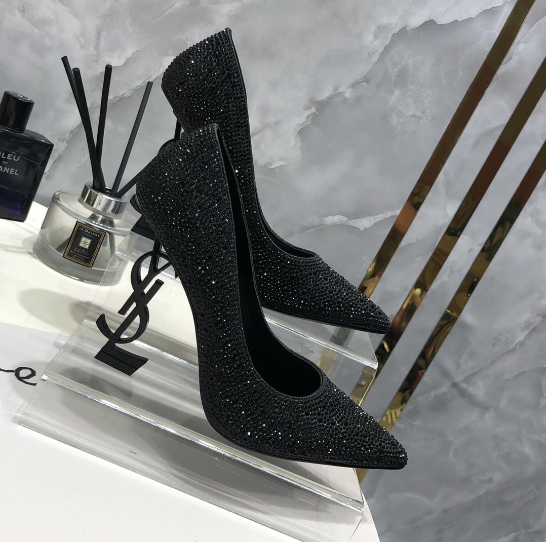 Saint Laurent Black Opyum Glitter Pumps - everydesigner