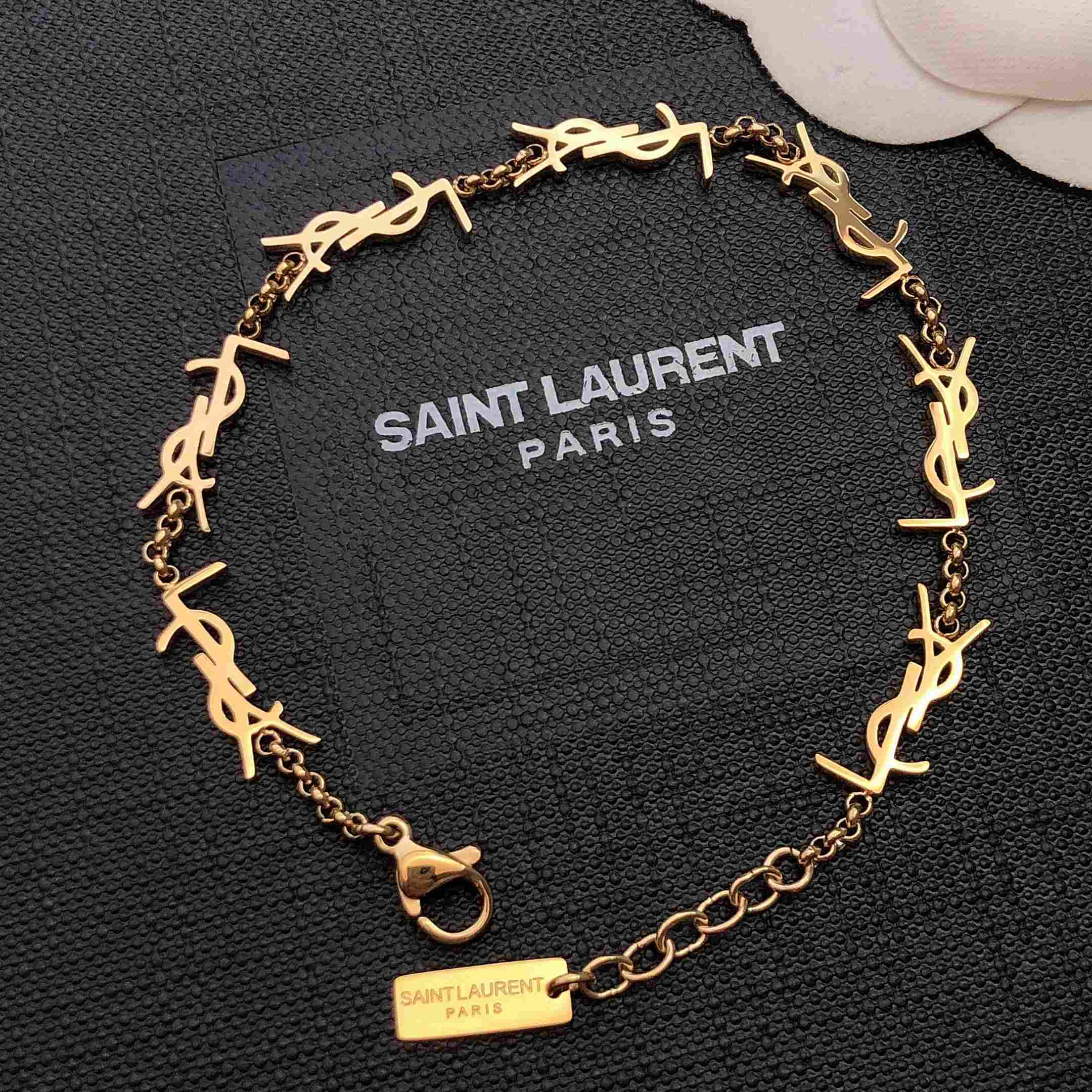 Saint Laurent Cassandre Multi-charm Bracelet In Metal - everydesigner