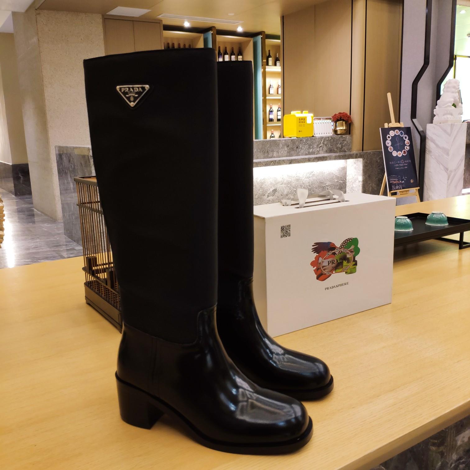 Prada Leather And Re-Nylon Boots - everydesigner