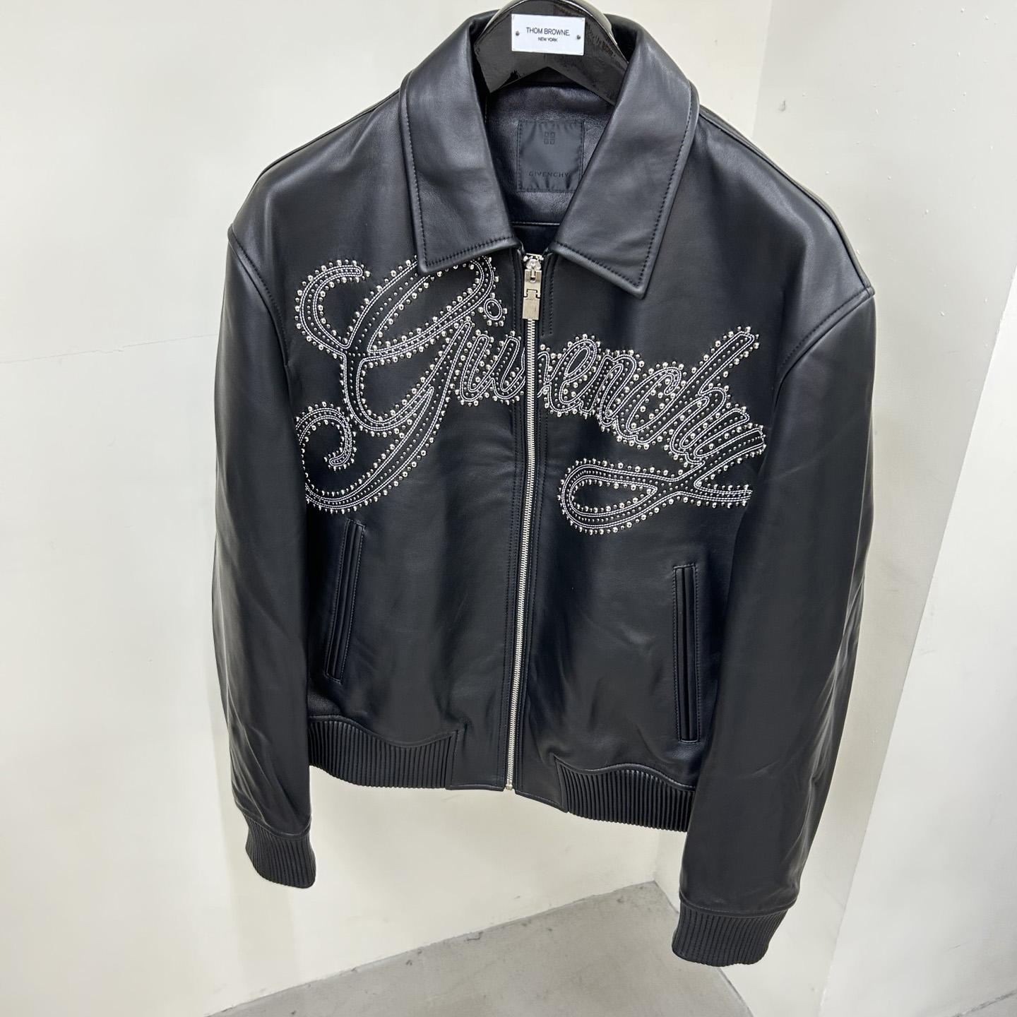 Givenchy Studded-logo Leather Jacket - everydesigner