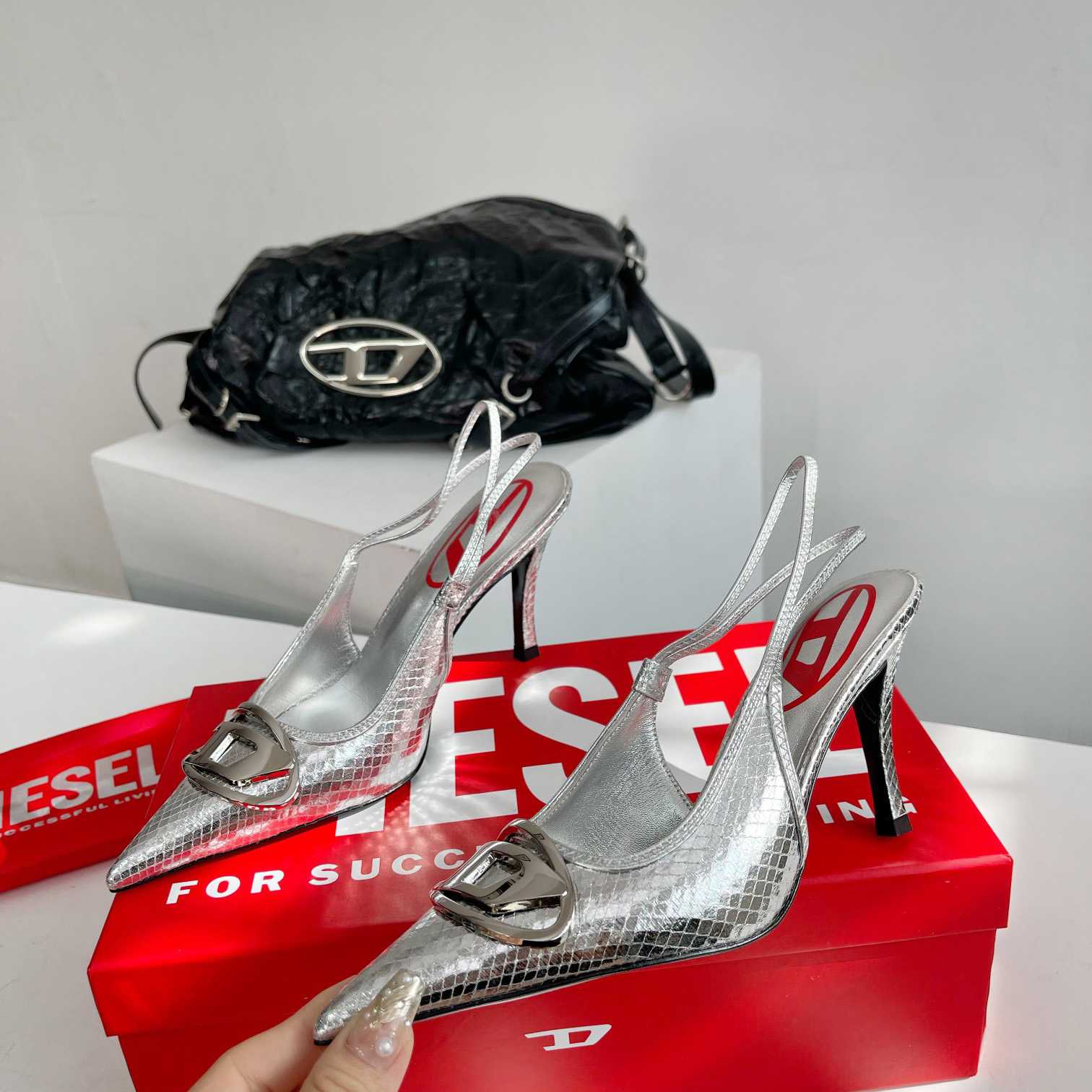 Diesel D-Venus Sb - Patent Snake-effect Slingback Pumps - everydesigner