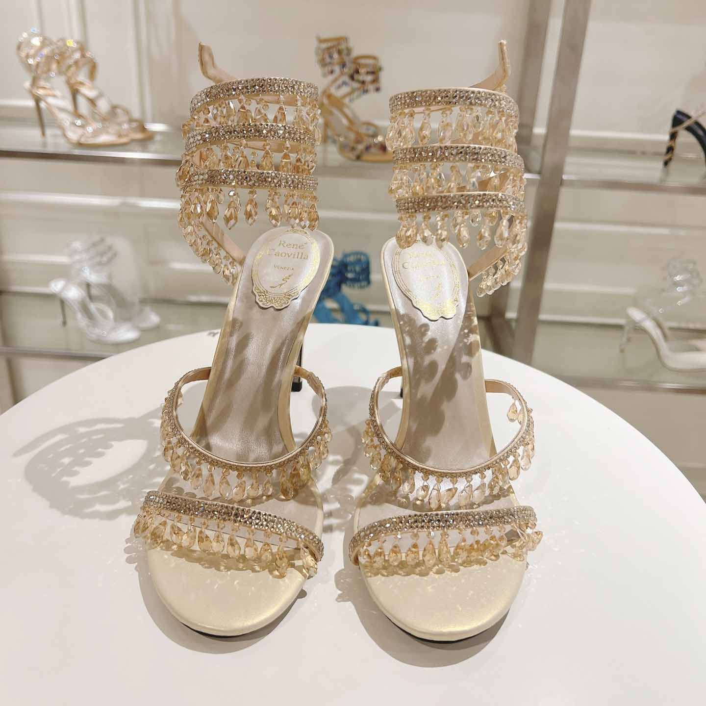 Rene Caovilla Natural Chandelier Sandals - everydesigner