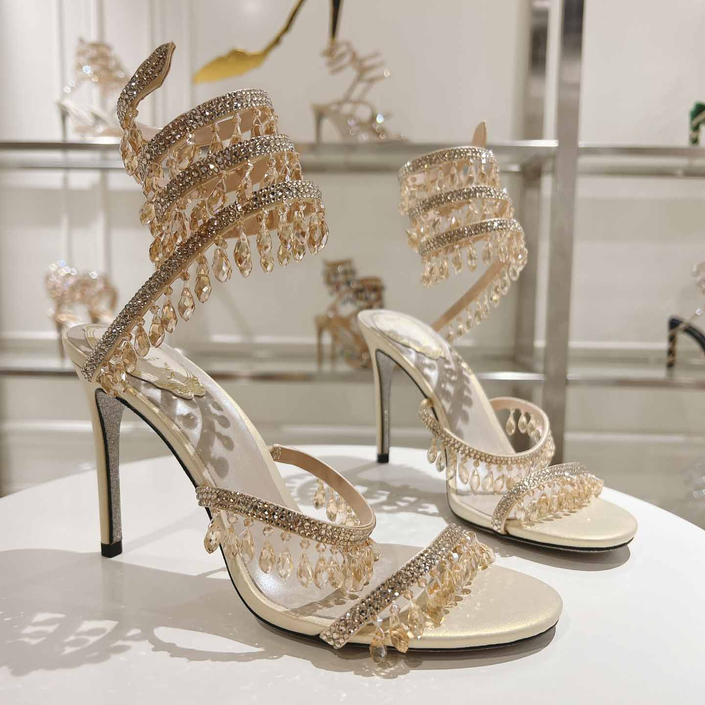 Rene Caovilla Natural Chandelier Sandals - everydesigner