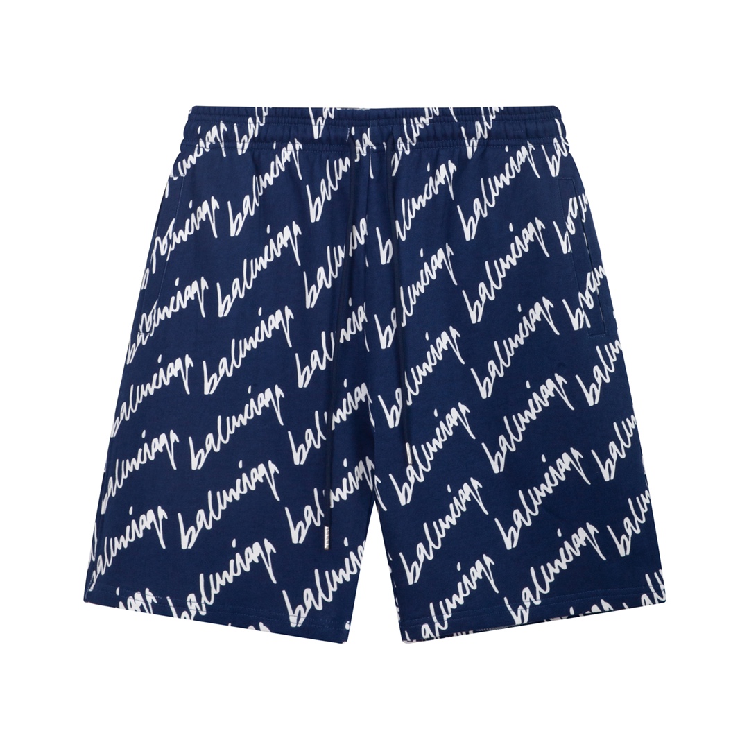 Balenciaga Navy Scribble Shorts - everydesigner