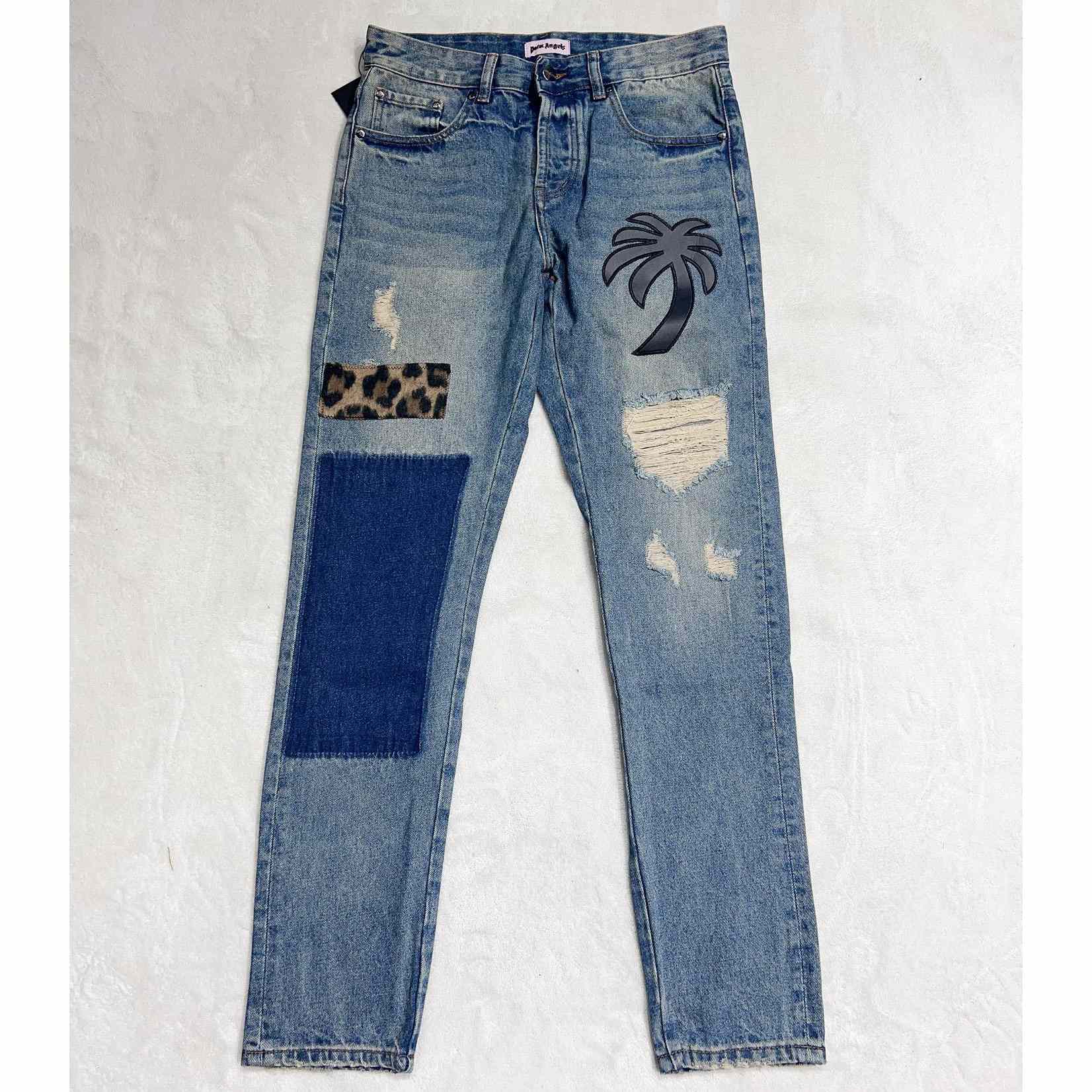 Palm Angels Patchwork Straight-leg Jeans - everydesigner