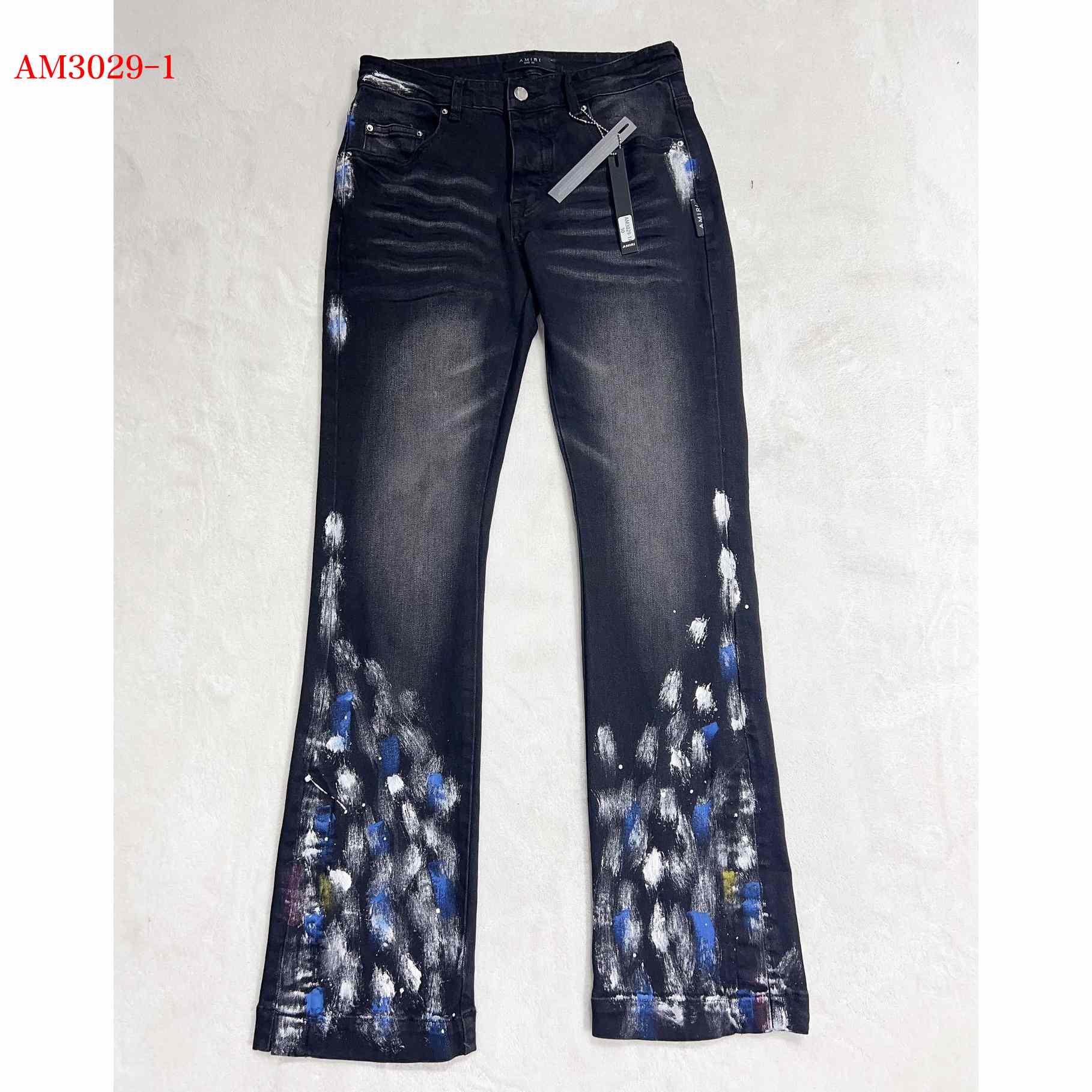 Amiri Paint Splatter Flared Jeans     AM3029-1 - everydesigner