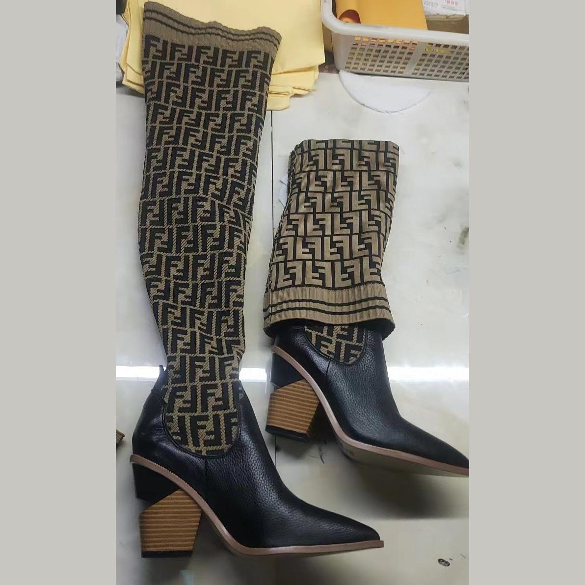 Fendi FF Cowboy Over the Knee Sock Boots  - everydesigner