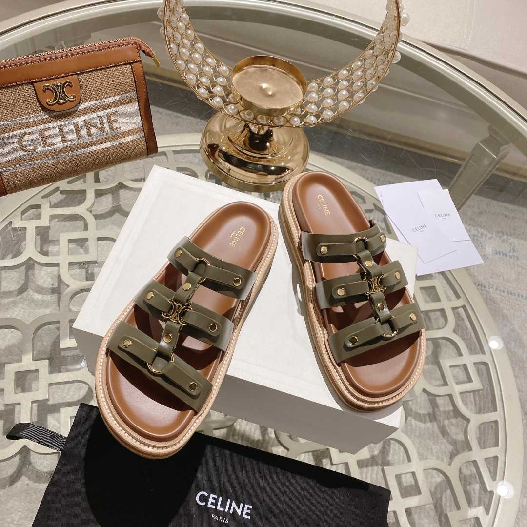 Celine Slides Tippi In Calfskin - Vegetal Tanning  - everydesigner