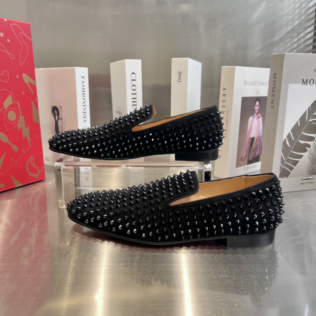 Christian Louboutin Black Dandelion Spikes Loafers - everydesigner