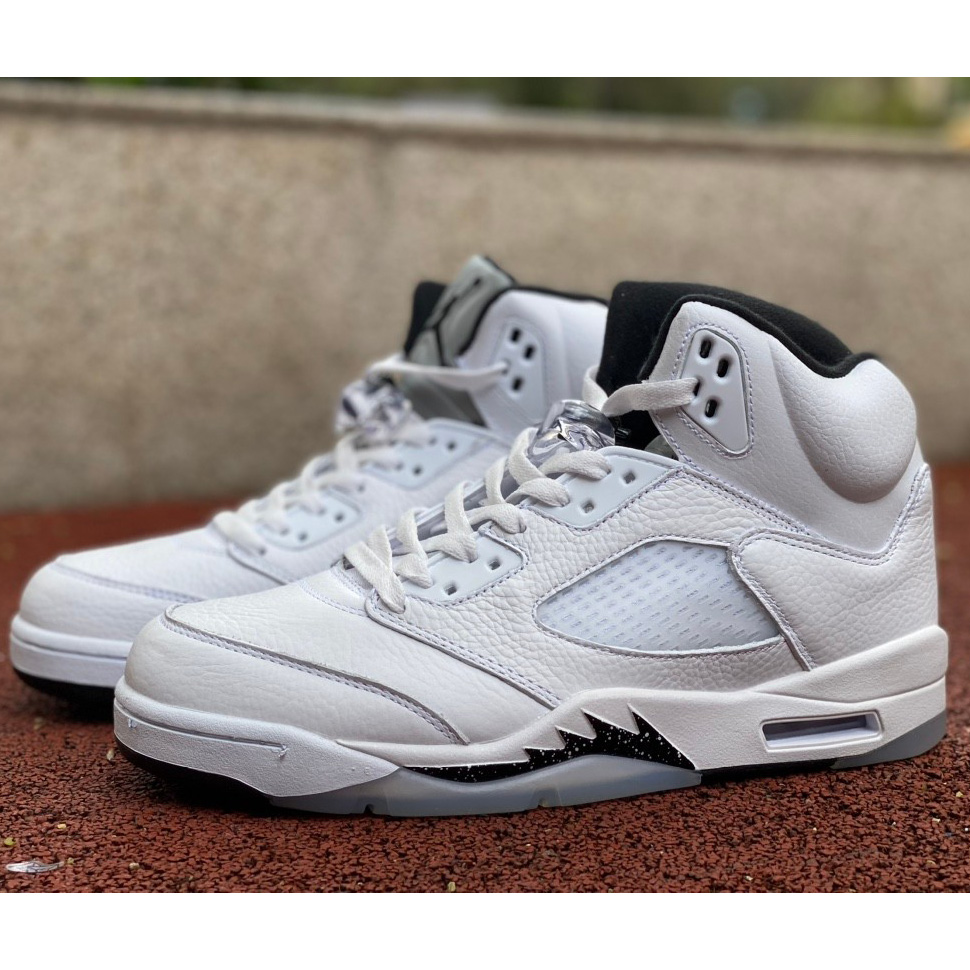 Air Jordan 5 White/Black-Sail-Metallic Silver Sneakers    DD0587-110 - everydesigner