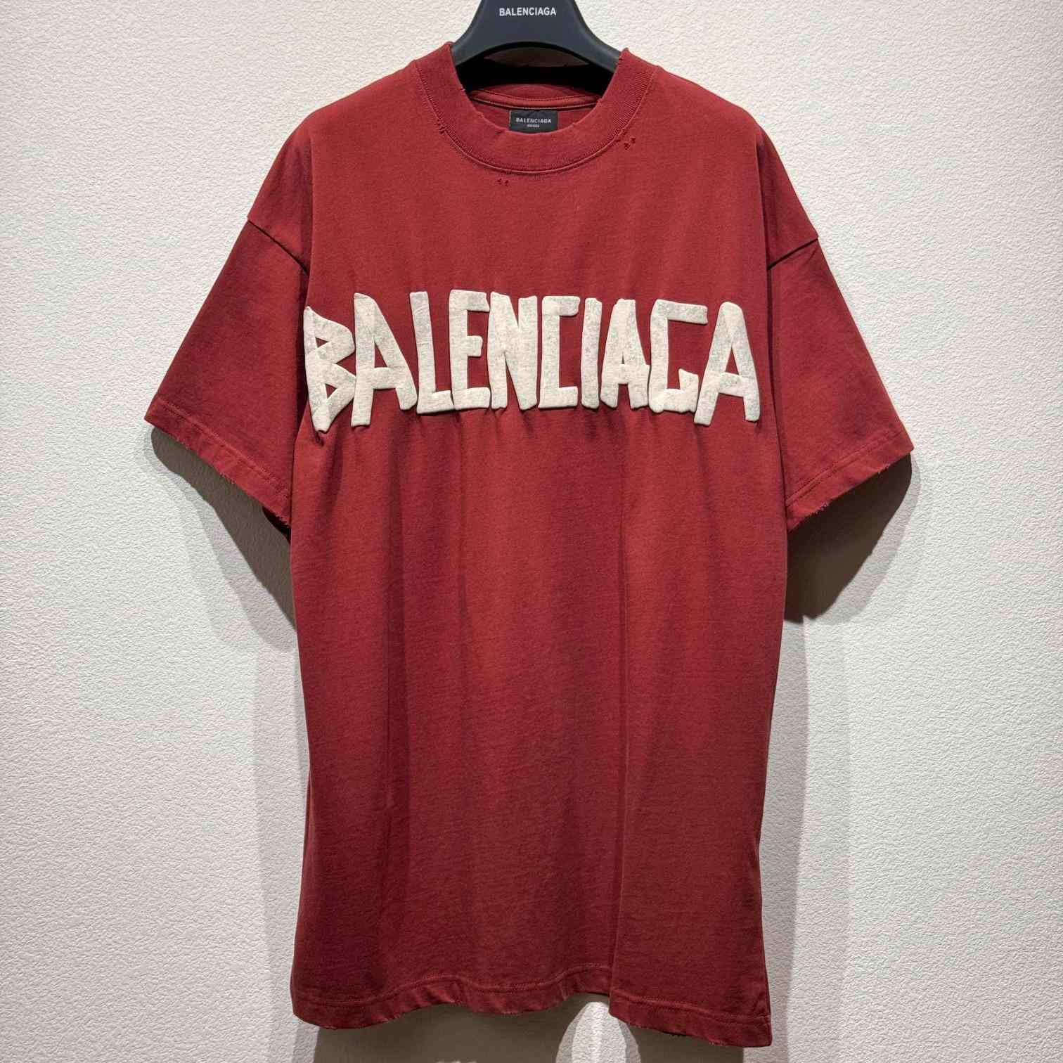 Balenciaga Tape Type T-Shirt Medium Fit In Dark Red - everydesigner