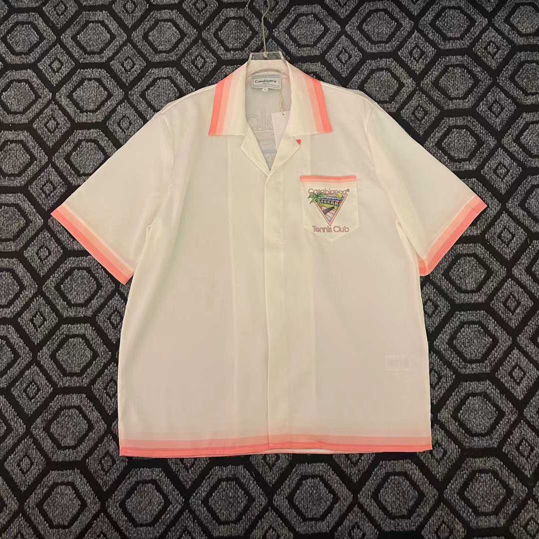 Casablanca Tennis Club Short Sleeve Silk Shirt - everydesigner