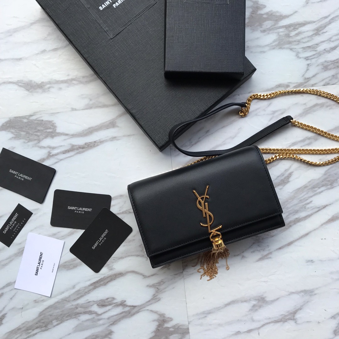 Saint Laurent Satin Kate Chain Wallet (19*12.5*4cm) - everydesigner