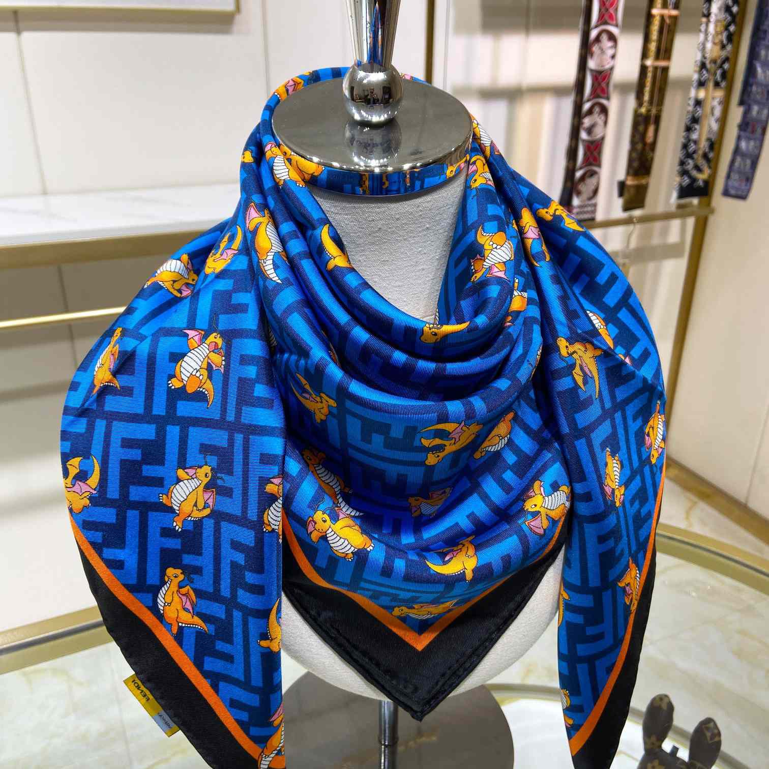 Fendi x FRGMT x Pokemon Silk Foulard   90*90cm - everydesigner