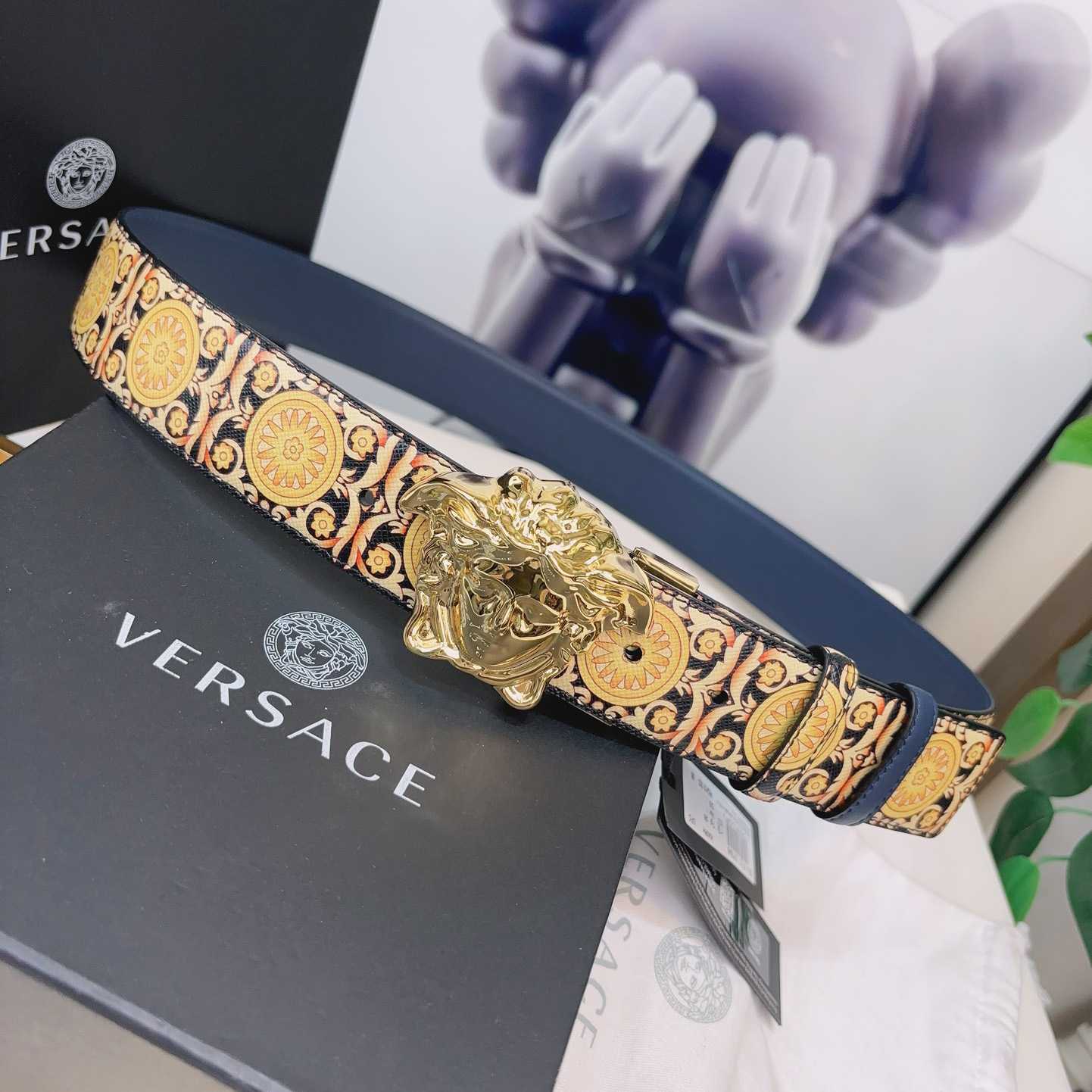 Versace La Medusa Logo-buckle Barocco-print Belt   40mm - everydesigner