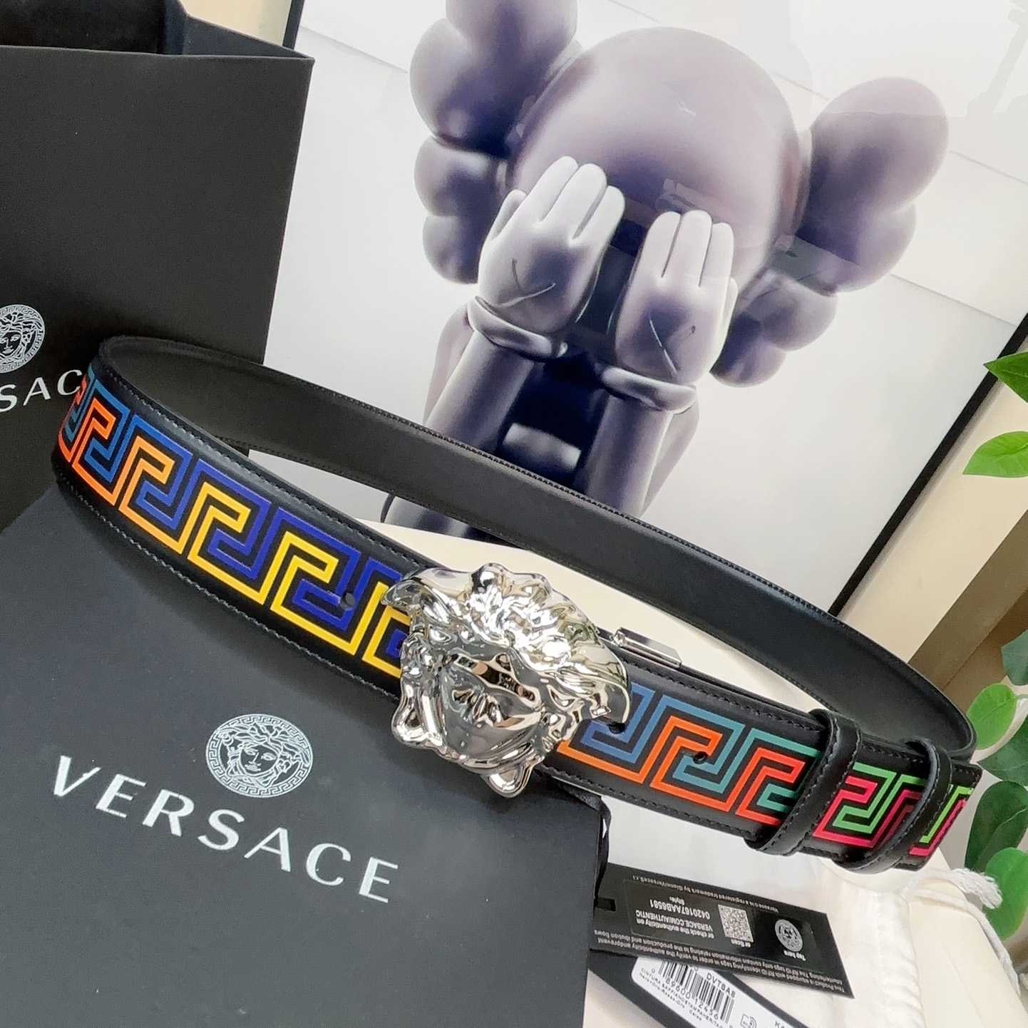 Versace Medusa Greek-print Leather Belt    40mm - everydesigner