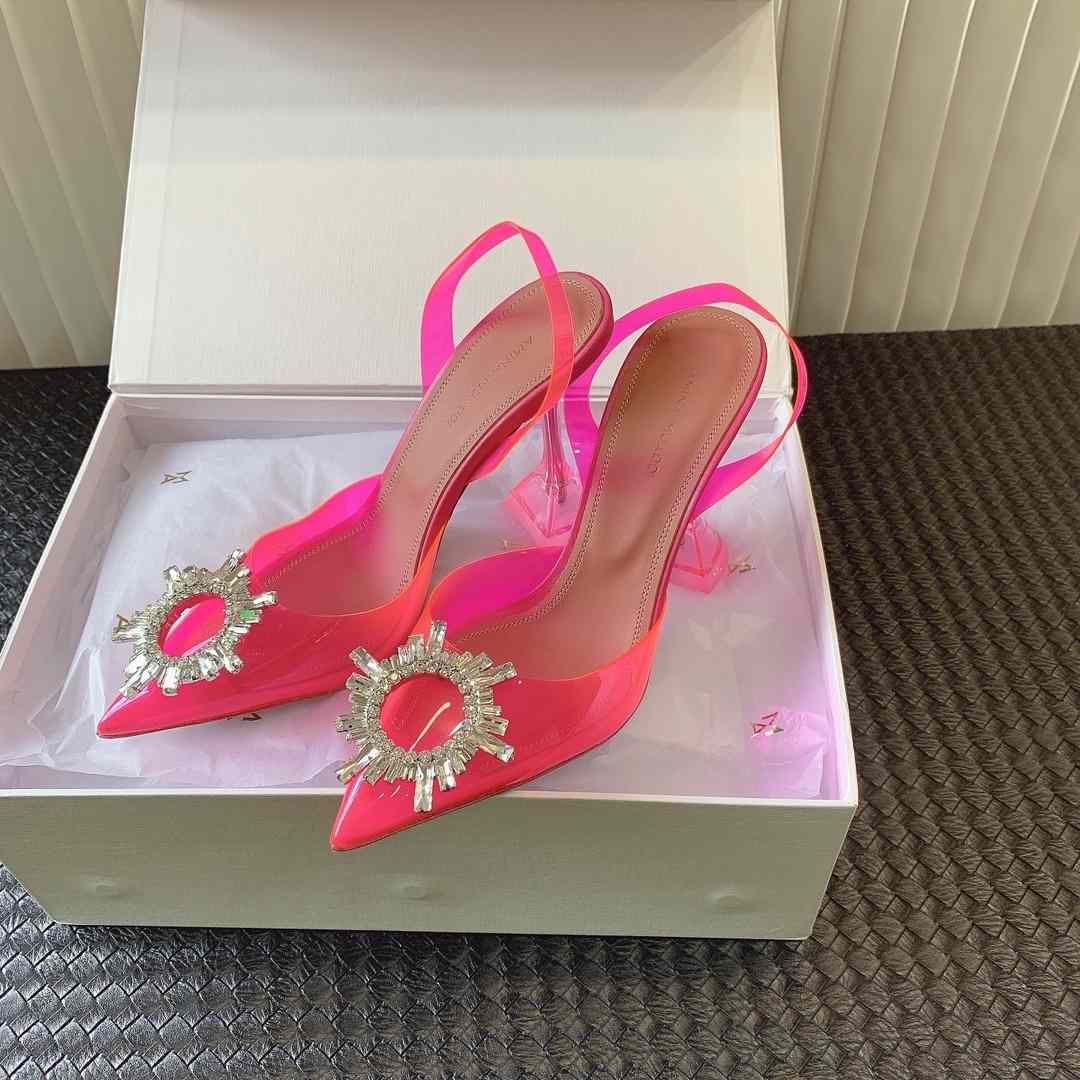 Amina Muaddi Begum Glass Pink Slingbacks - everydesigner