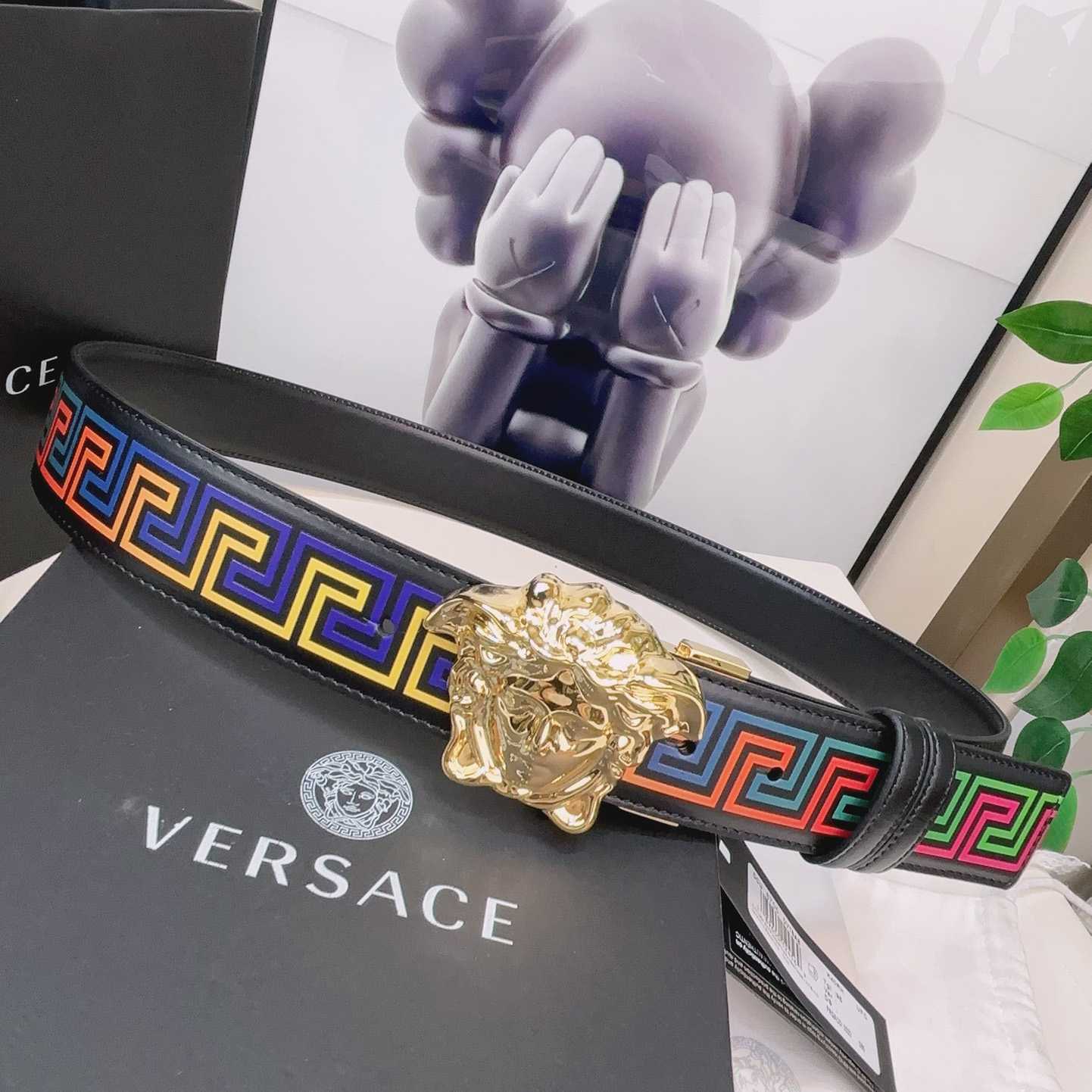 Versace Medusa Greek-print Leather Belt    40mm - everydesigner