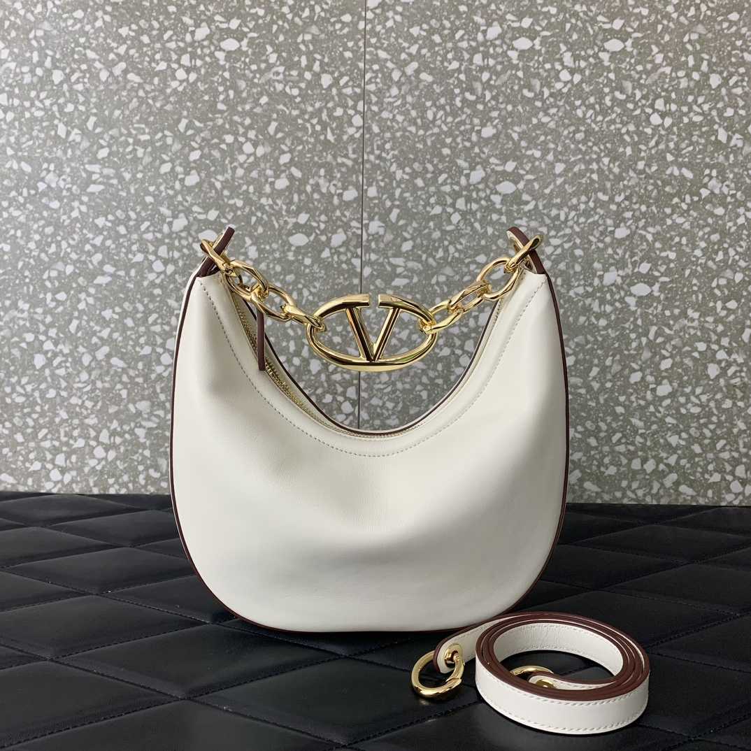 Valenti VLogo Moon Mini Hobo Bag In Nappa Leather With Chain - everydesigner