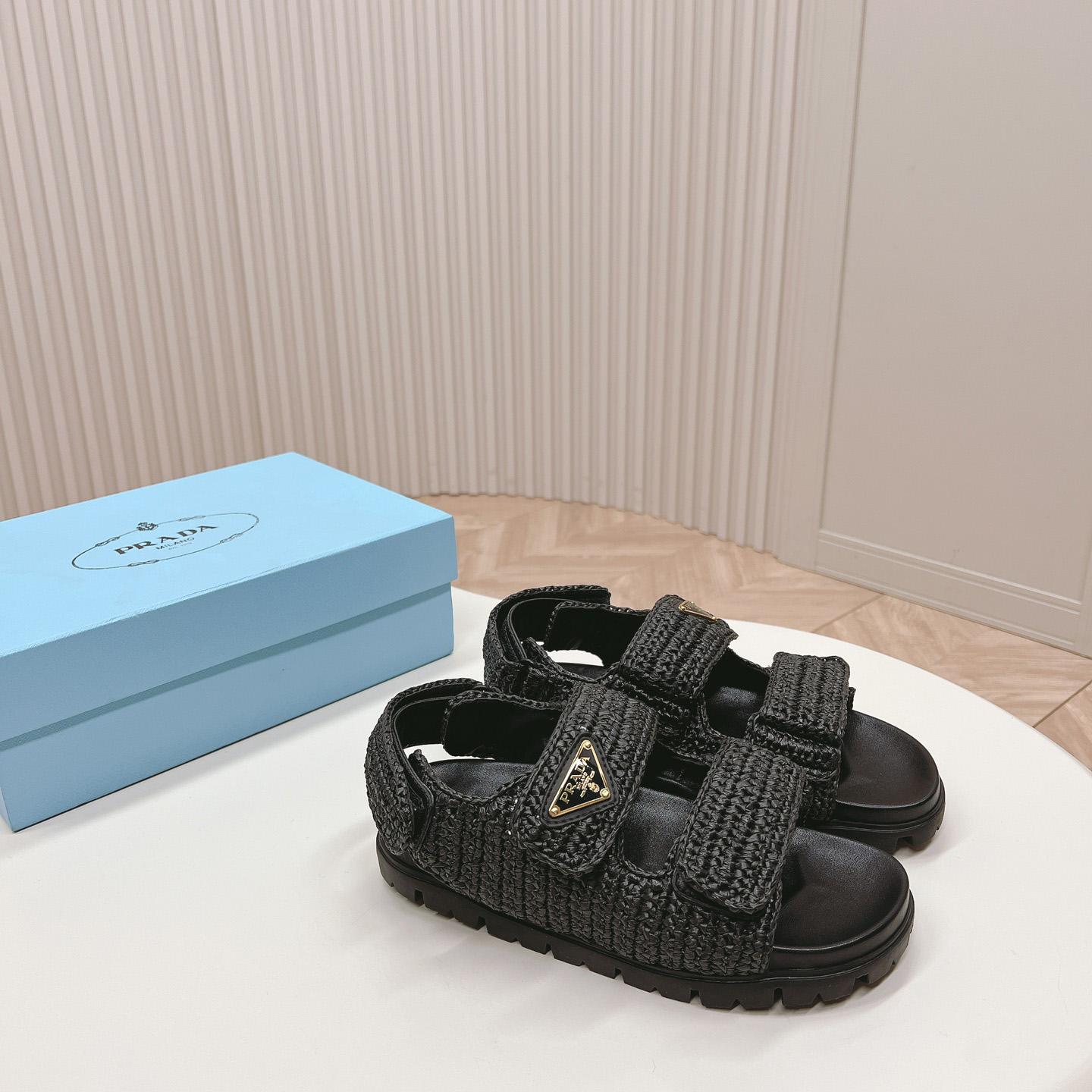 Prada Woven Fabric Sandals - everydesigner