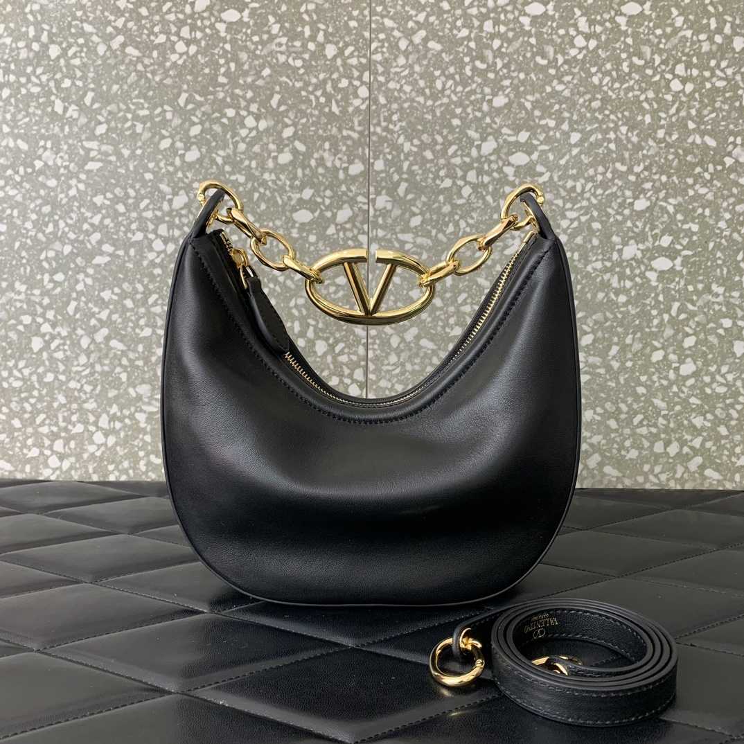 Valenti VLogo Moon Mini Hobo Bag In Nappa Leather With Chain - everydesigner