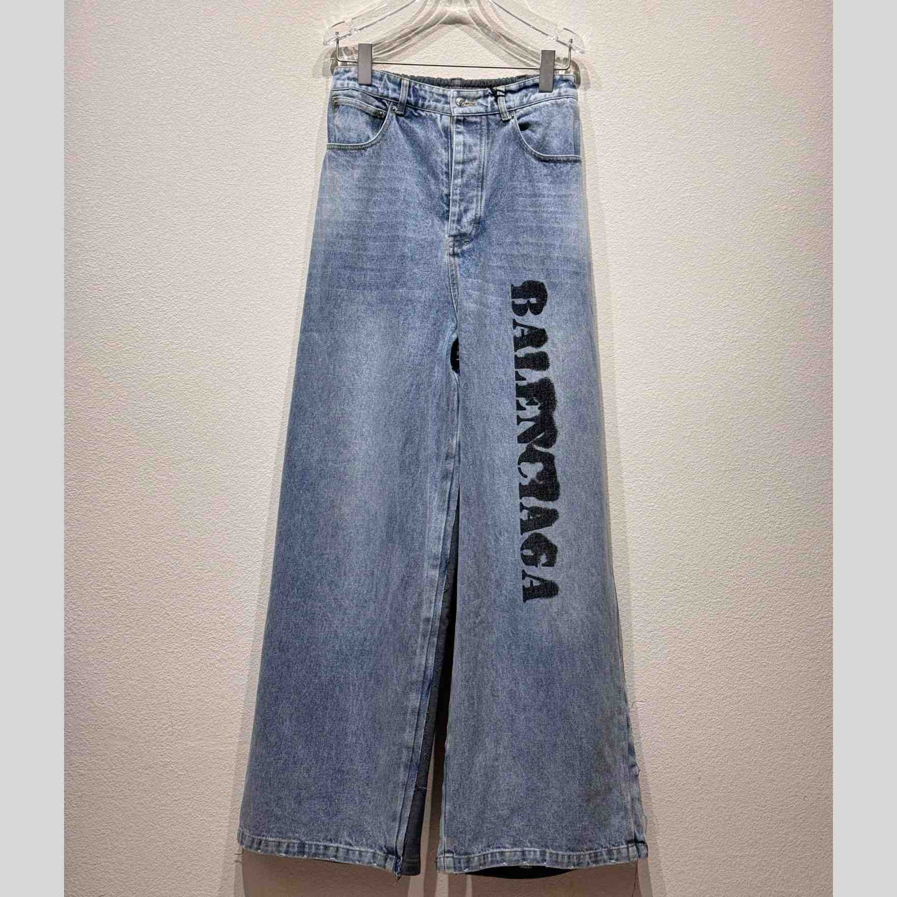 Balenciaga  Logo Outline Patchwork Baggy Jeans - everydesigner