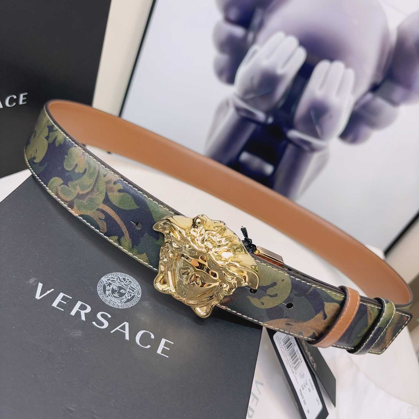 Versace La Medusa Logo-buckle Barocco-print Belt   40mm - everydesigner