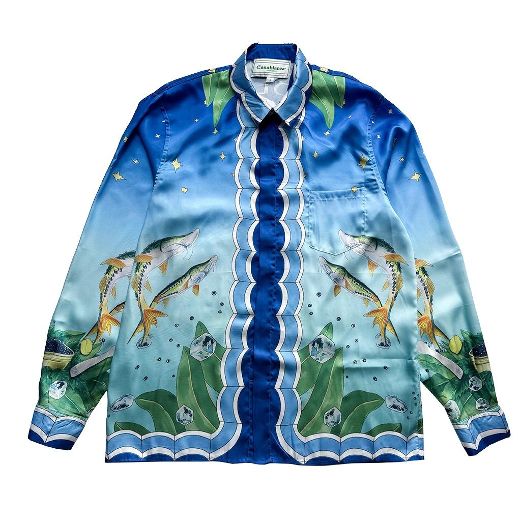 Casablanca Caviar Club Cuban Shirt In Silk - everydesigner