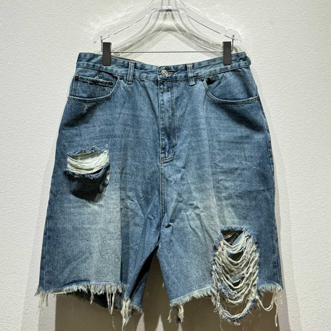 Balenciaga Destroyed Denim Shorts - everydesigner