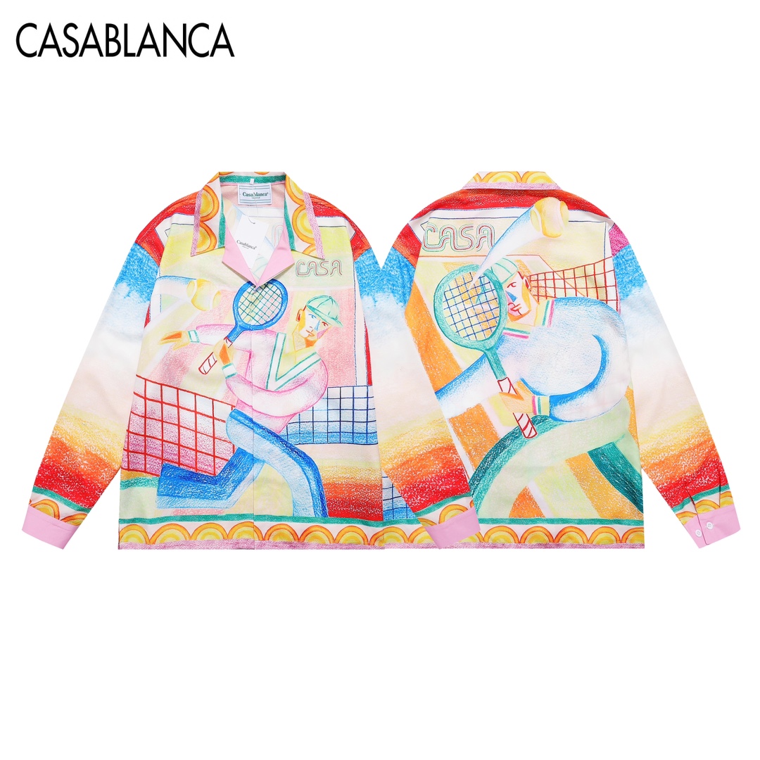 Casablanca Crayon Tennis Player Silk Shirt - everydesigner