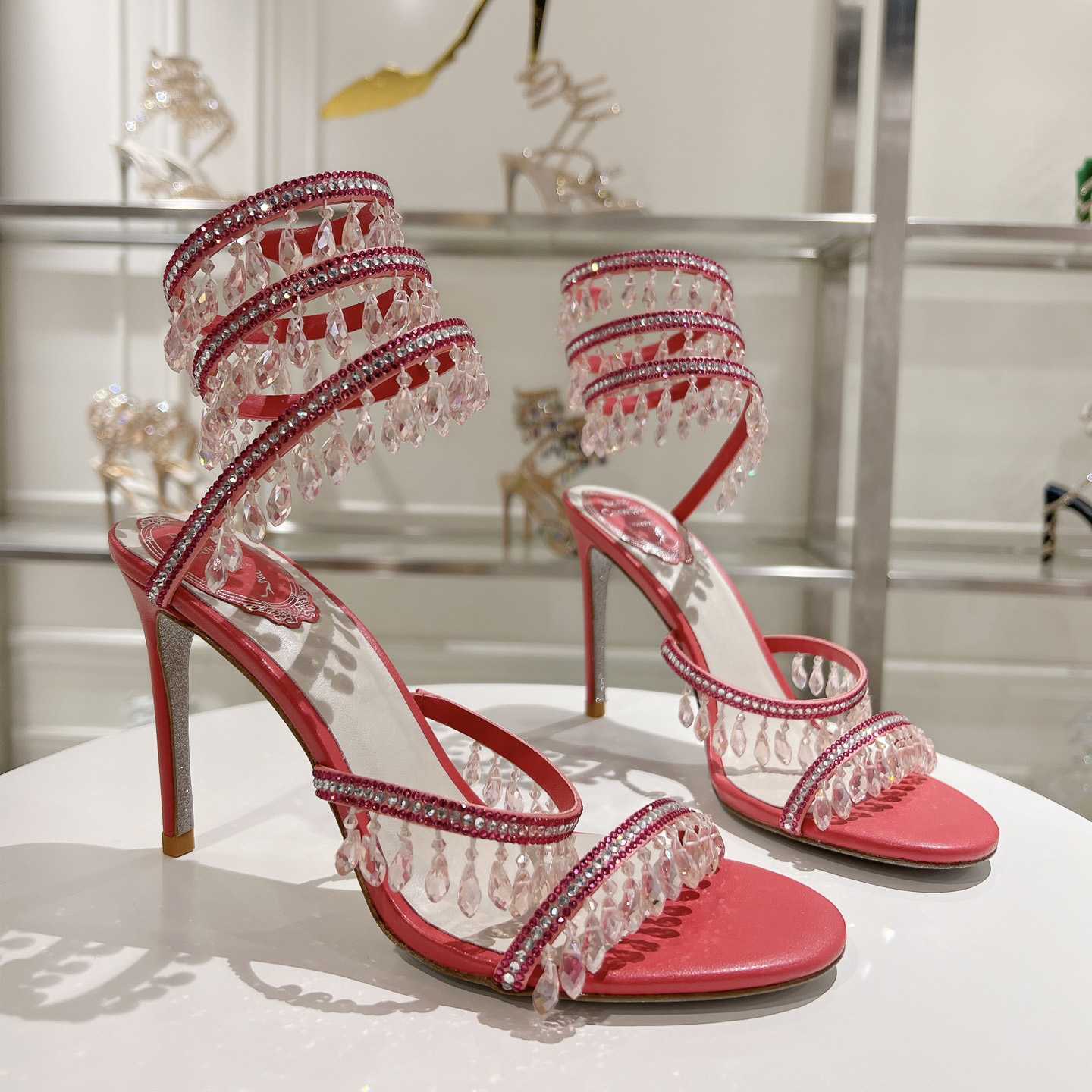 Rene Caovilla Chandelier 95mm Crystal-embellished Sandals - everydesigner
