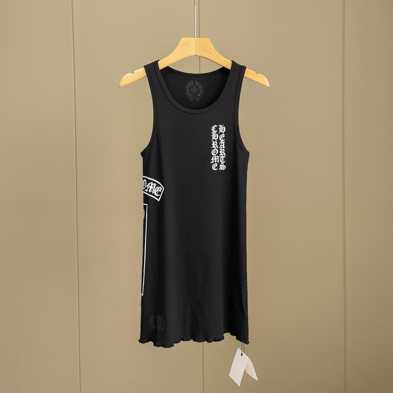 Chrome Hearts Black Vertical Logo Tank Top - everydesigner