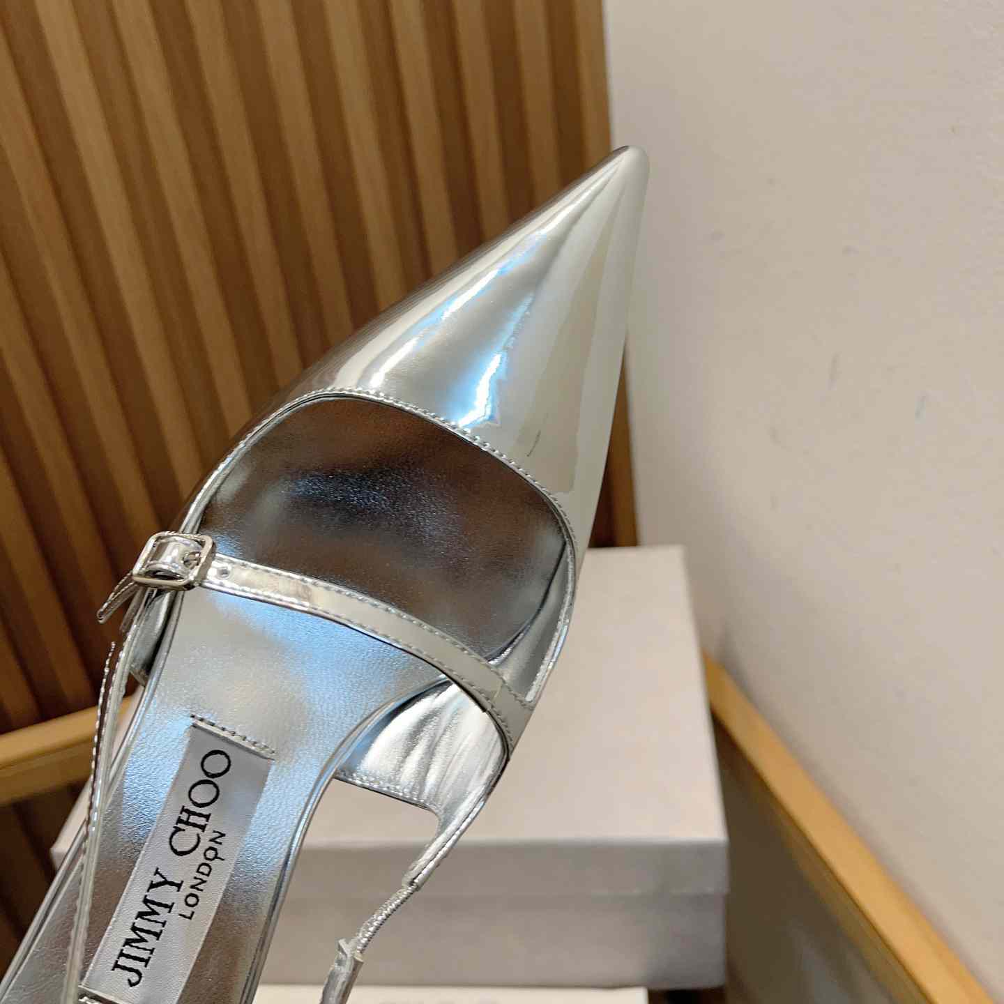 Jimmy Choo Didi 45 Silver Liquid Metal Leather Pointed Pumps - everydesigner