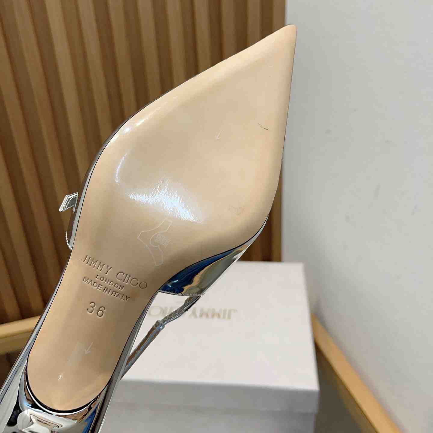 Jimmy Choo Didi 45 Silver Liquid Metal Leather Pointed Pumps - everydesigner