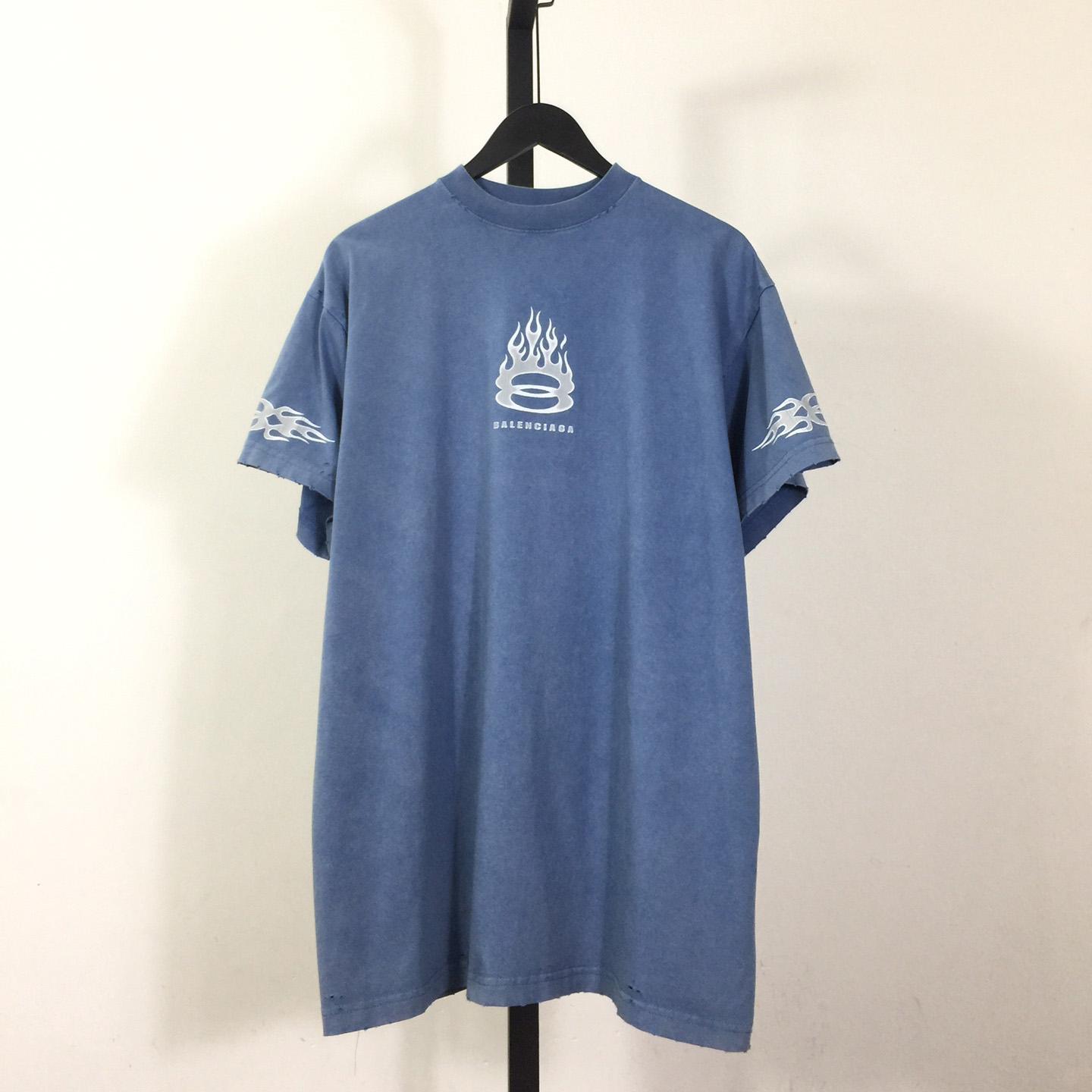 Balenciaga Burning Unity T-Shirt Oversized In Blue - everydesigner