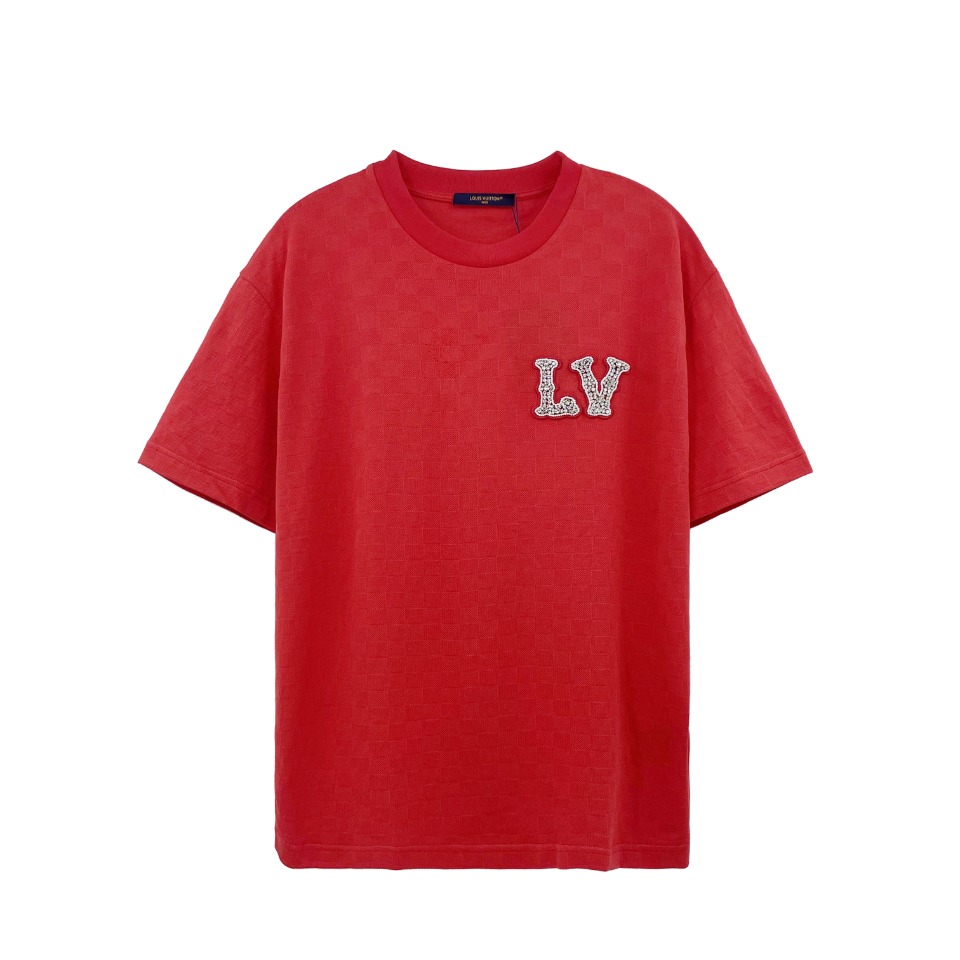 Louis Vuitton Cotton Pique T-Shirt With Embroidered LV Patch   1AFJEH - everydesigner