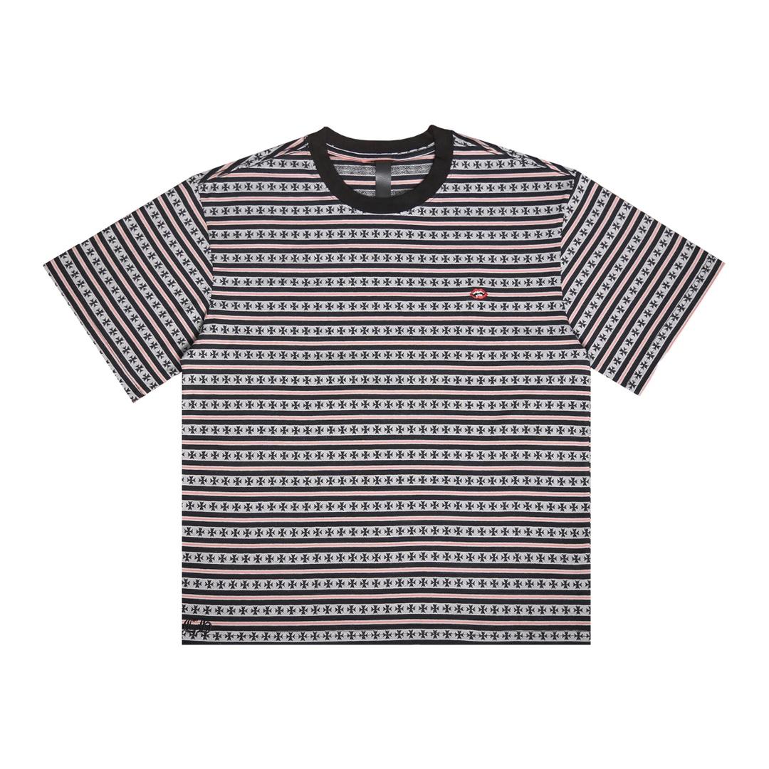 Chrome Heart Stripe Cotton T-shirt - everydesigner