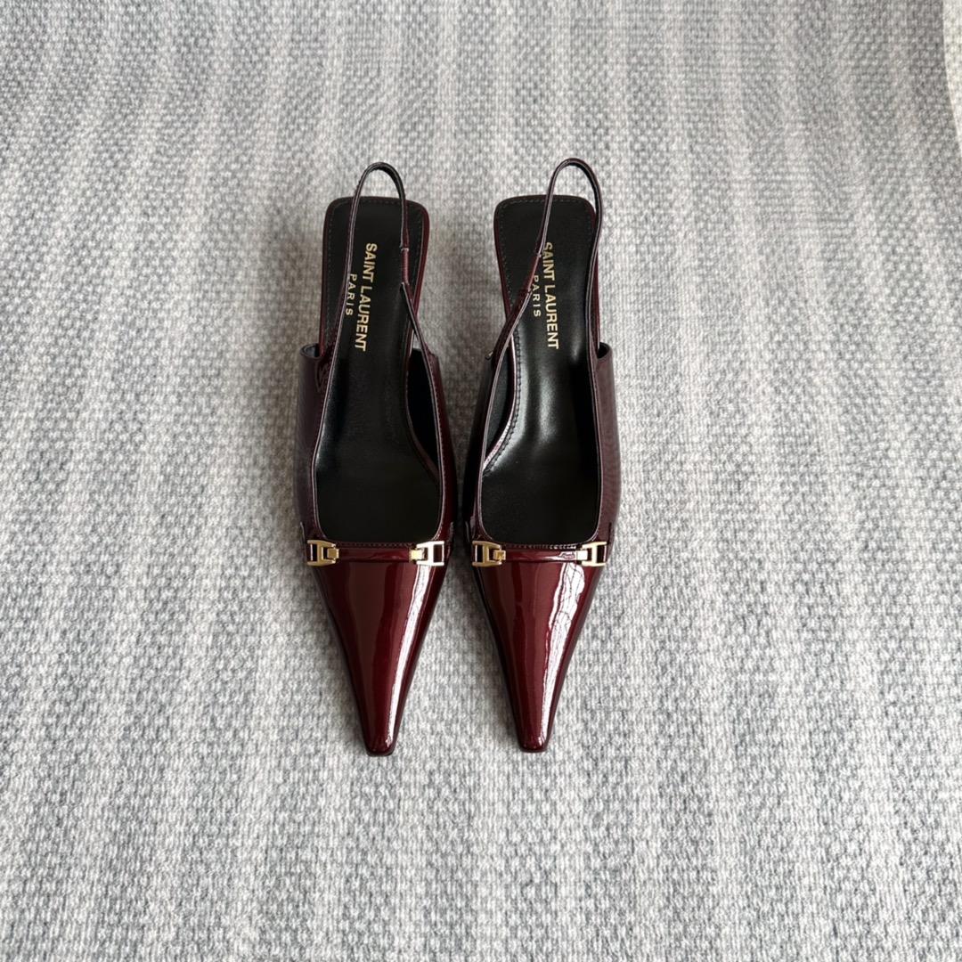 Saint Laurent Carine Slingback Pumps In Patent Leather - everydesigner