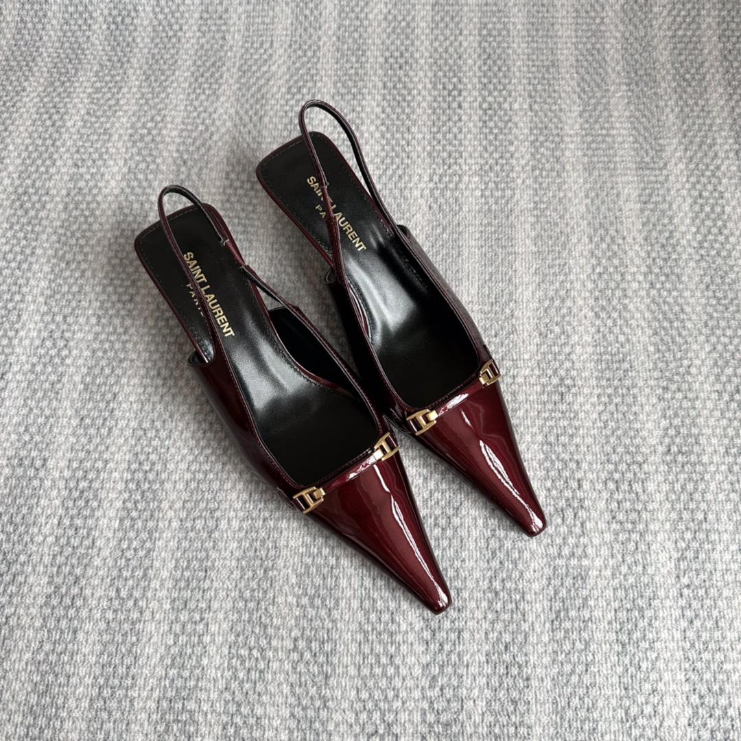 Saint Laurent Carine Slingback Pumps In Patent Leather - everydesigner