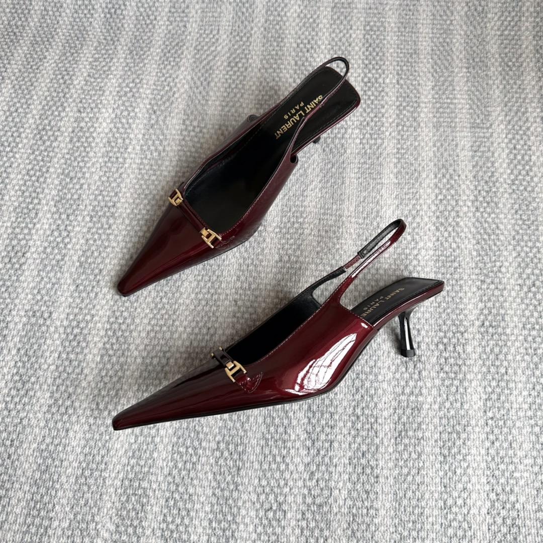 Saint Laurent Carine Slingback Pumps In Patent Leather - everydesigner