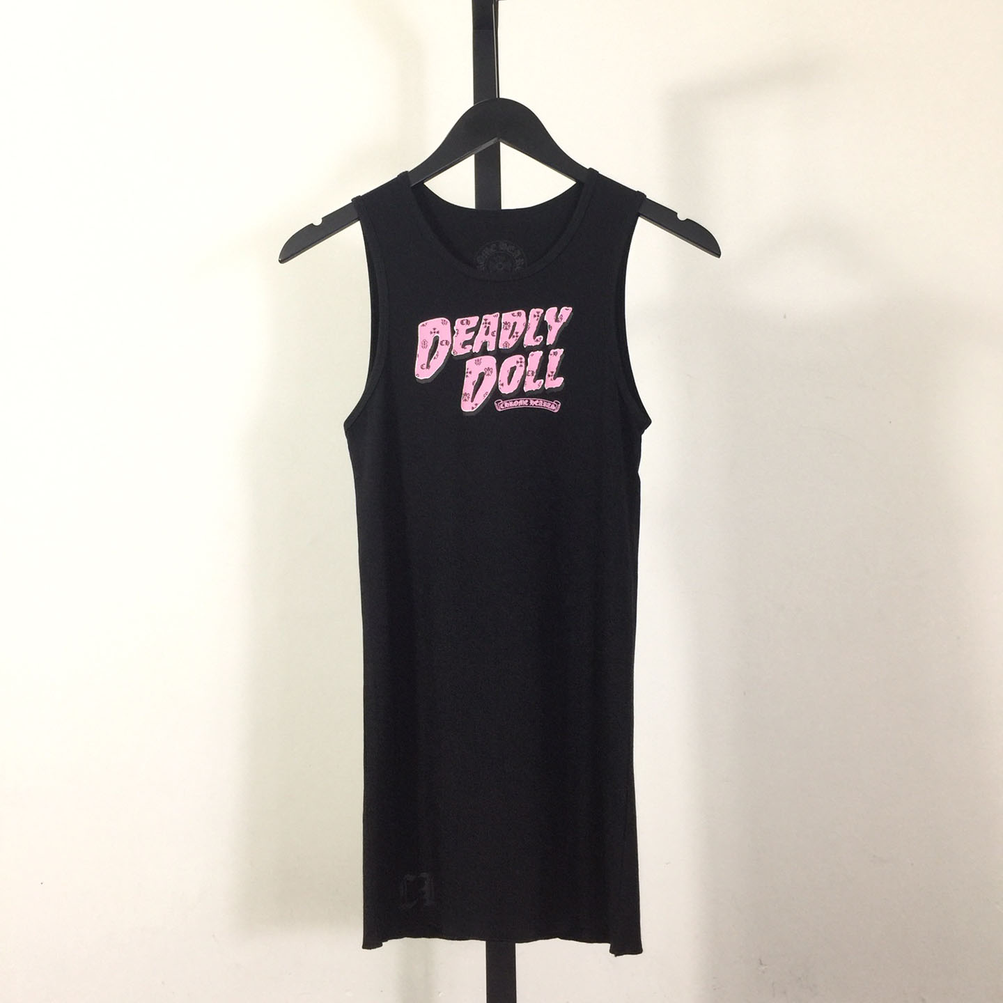 Chrome Hearts Deadly Doll Pink Crosses Ribbed Tank Top - everydesigner