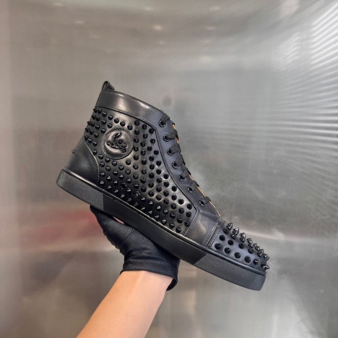 Christian Louboutin High Top Sneaker In Black - everydesigner