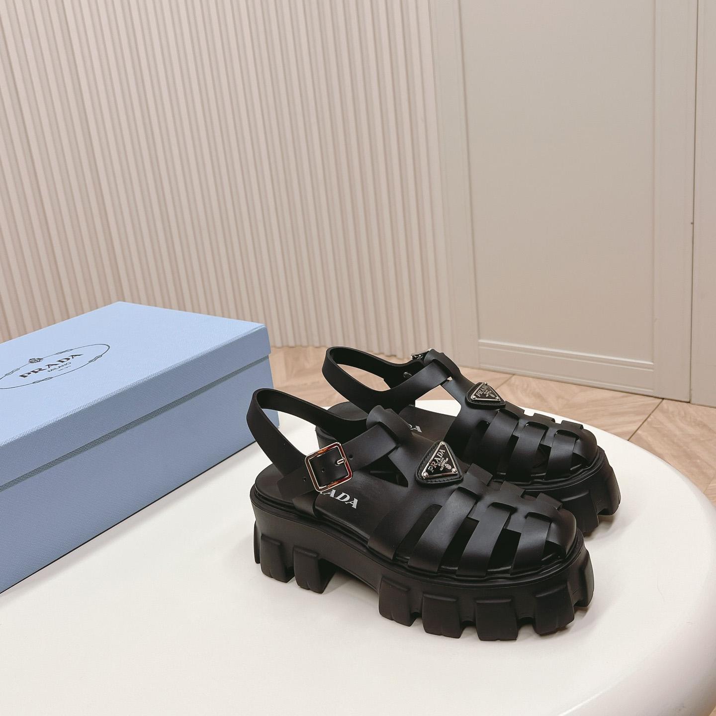 Prada Rubber Monolith Sandals - everydesigner