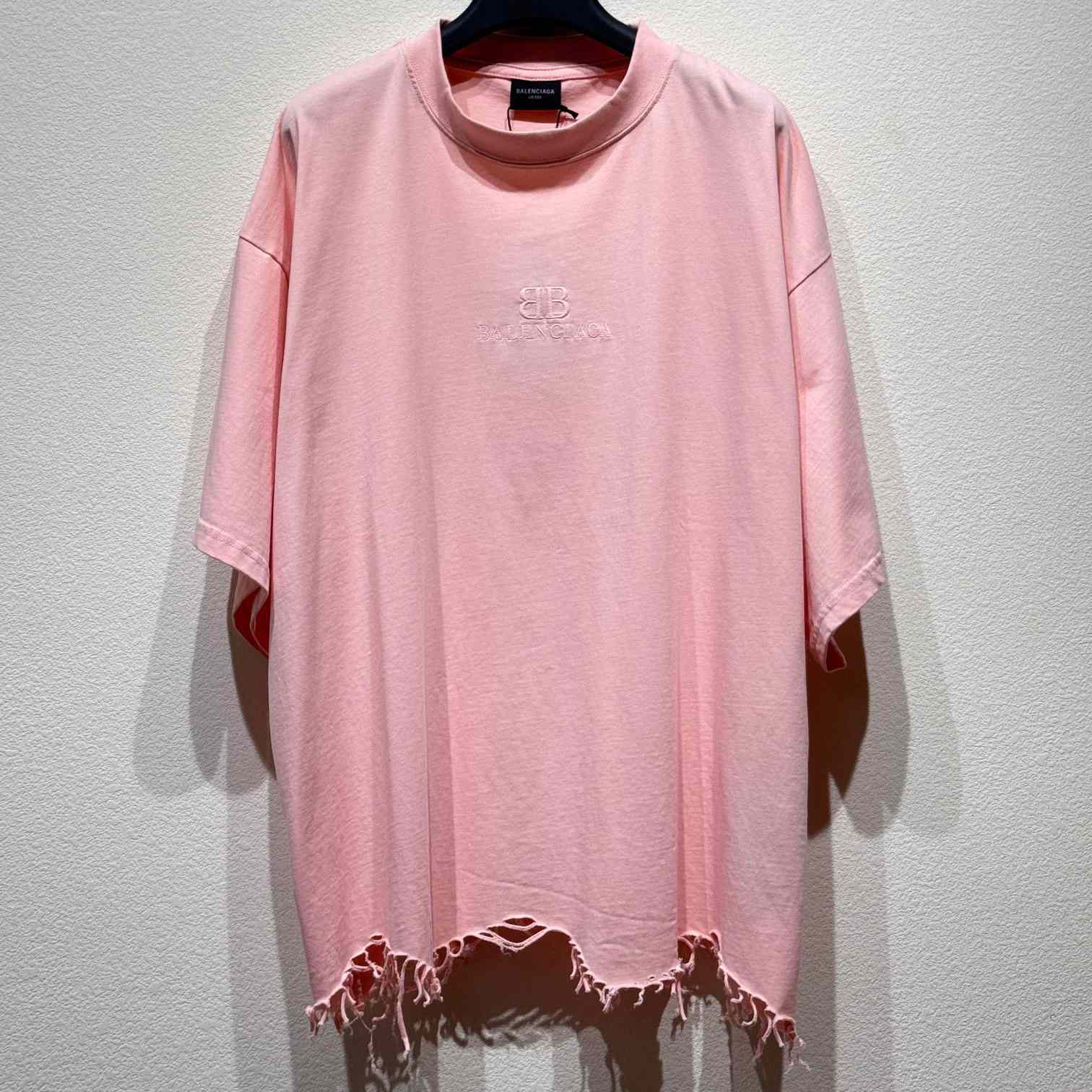 Balenciaga BB Classic Balenciaga Cropped T-Shirt Oversized In Pink - everydesigner