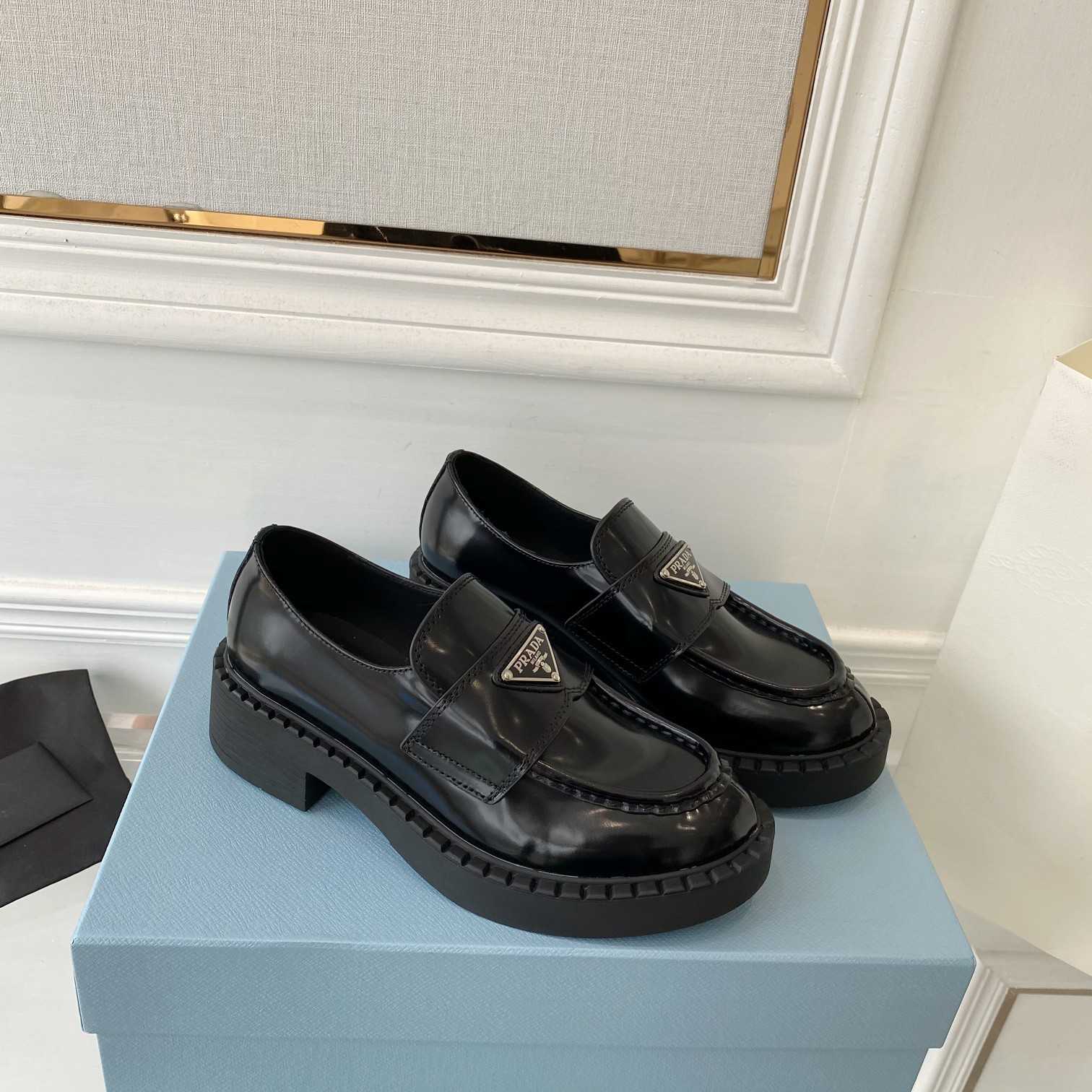 Prada Chocolate Patent Leather Loafers - everydesigner