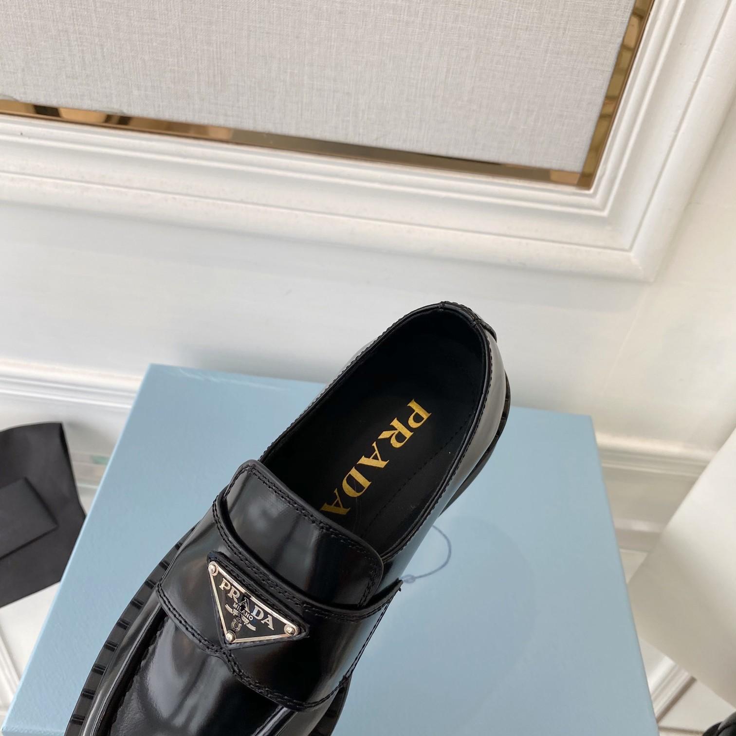 Prada Chocolate Patent Leather Loafers - everydesigner